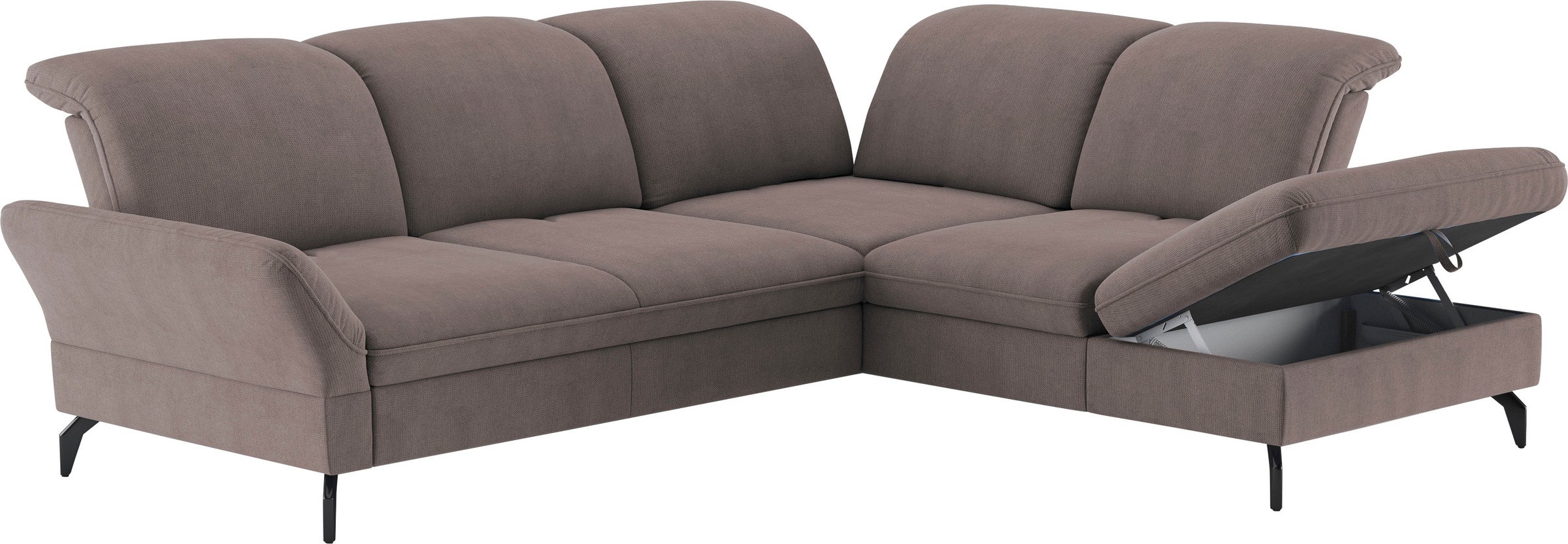 sit&more Ecksofa »Leandro L-Form«, Wahlweise mit Bett-, Kopfteil - und Armlehnfunktion, sowie Stauraum