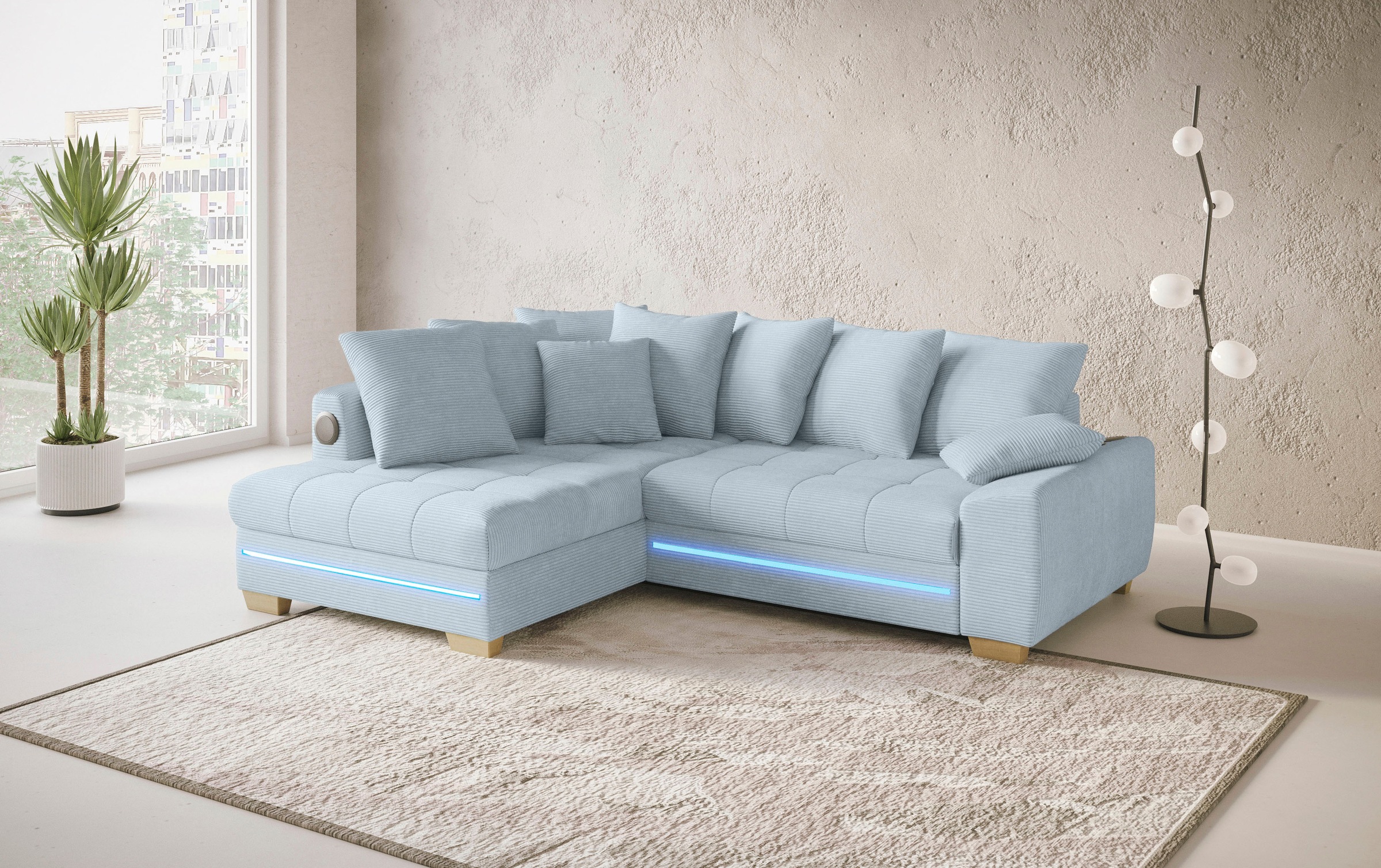 Mr. Couch Ecksofa »Nikita II, L-Form« mit Kaltschaum, RGB-LED, Soundsystem, günstig online kaufen
