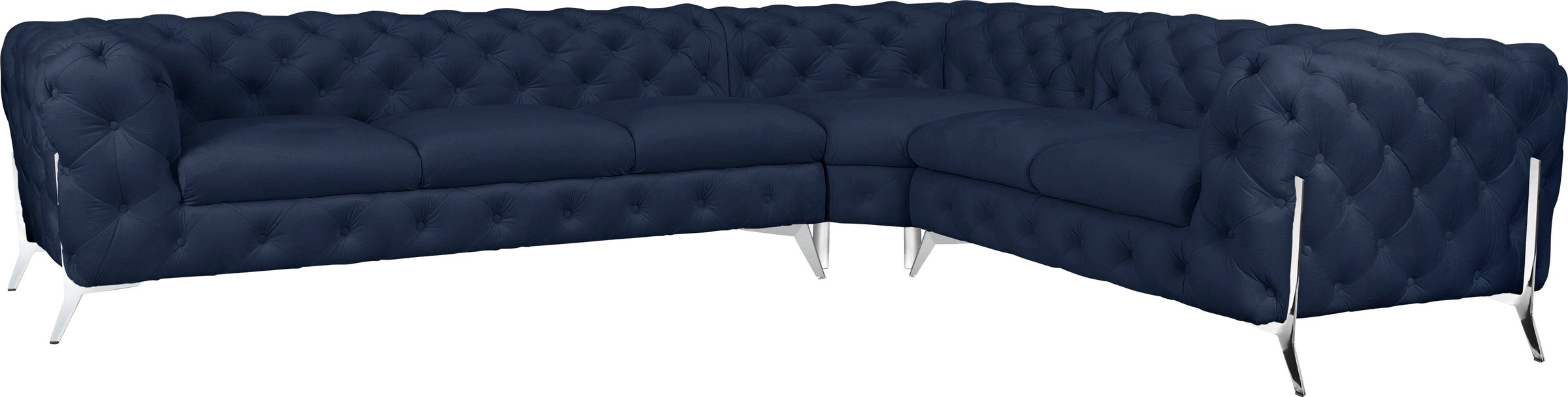 Leonique Chesterfield-Sofa »Amaury L-Form«, großes Ecksofa, Chesterfield-Optik, Breite 323 cm, Fußfarbe wählbar