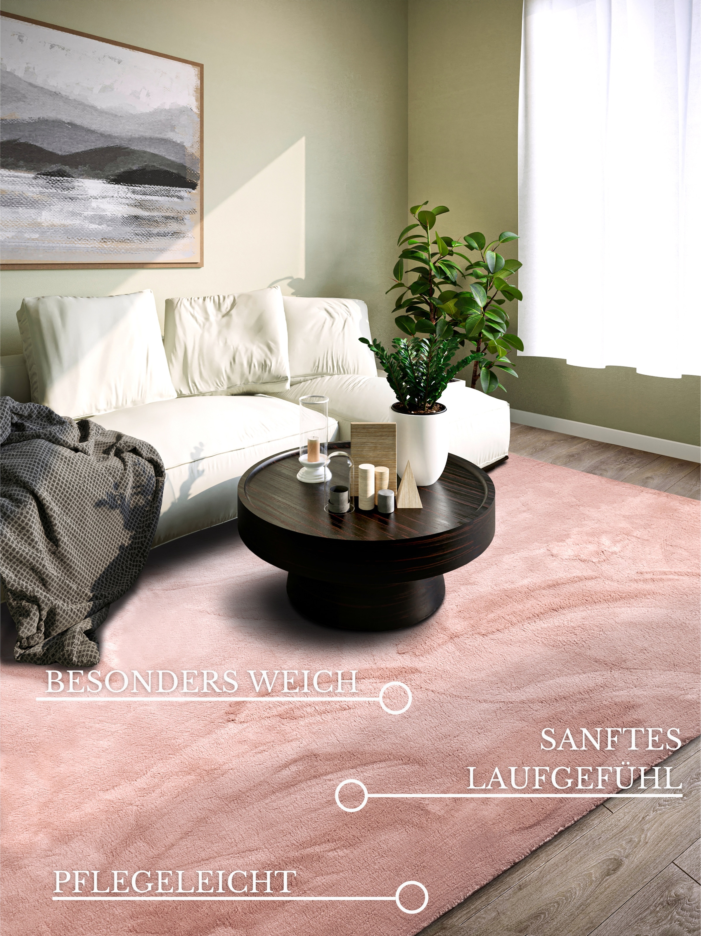Villeroy & Boch Teppich »Leon«, rechteckig, 15 mm Höhe, Langflor, Shaggy, uni, flauschig weich, glänzend, Kaninchenfell Haptik