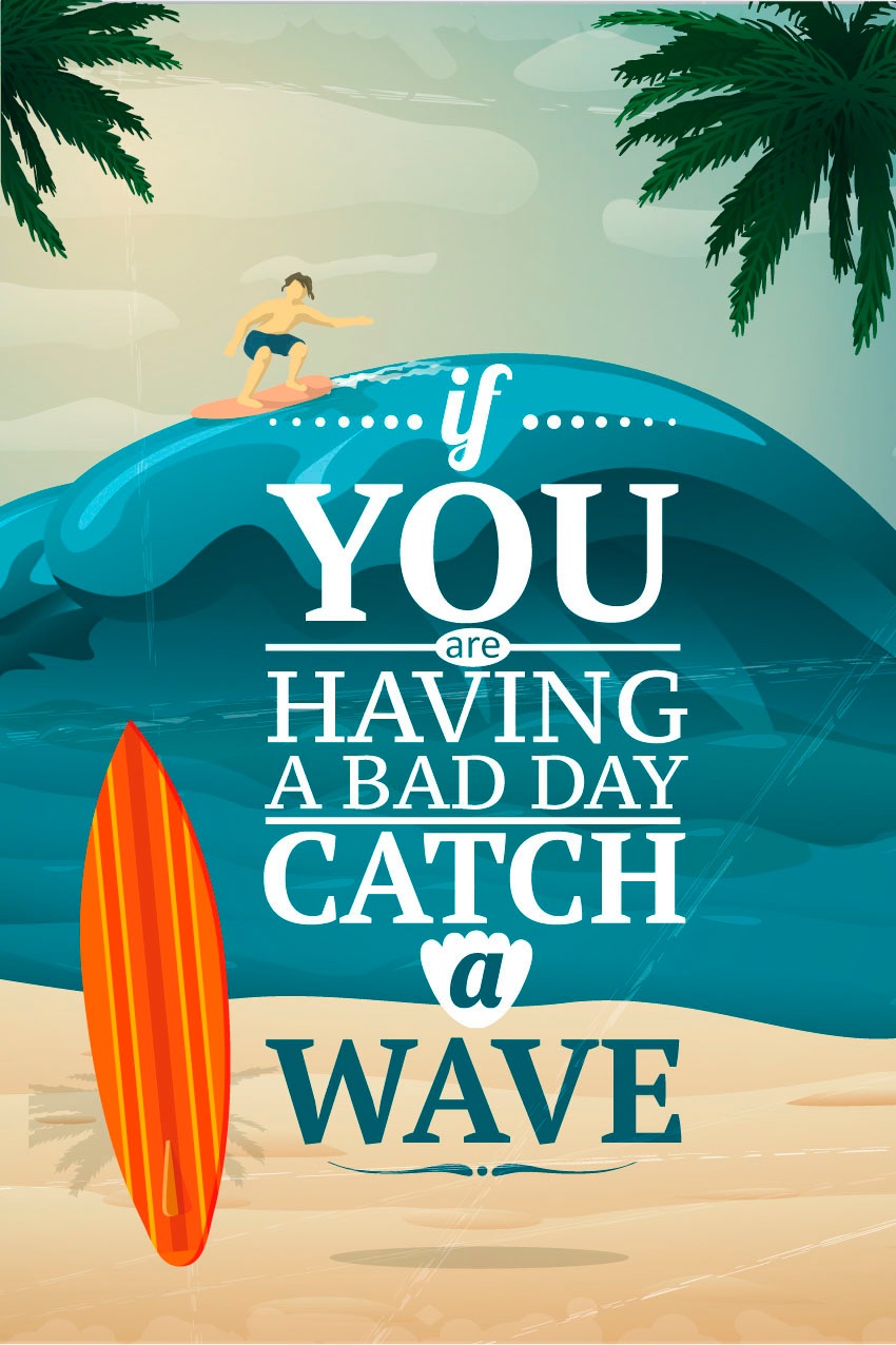 queence Metallbild »Catch a wave« Meer   Schriftzug   Schriftzüge   Strand günstig online kaufen