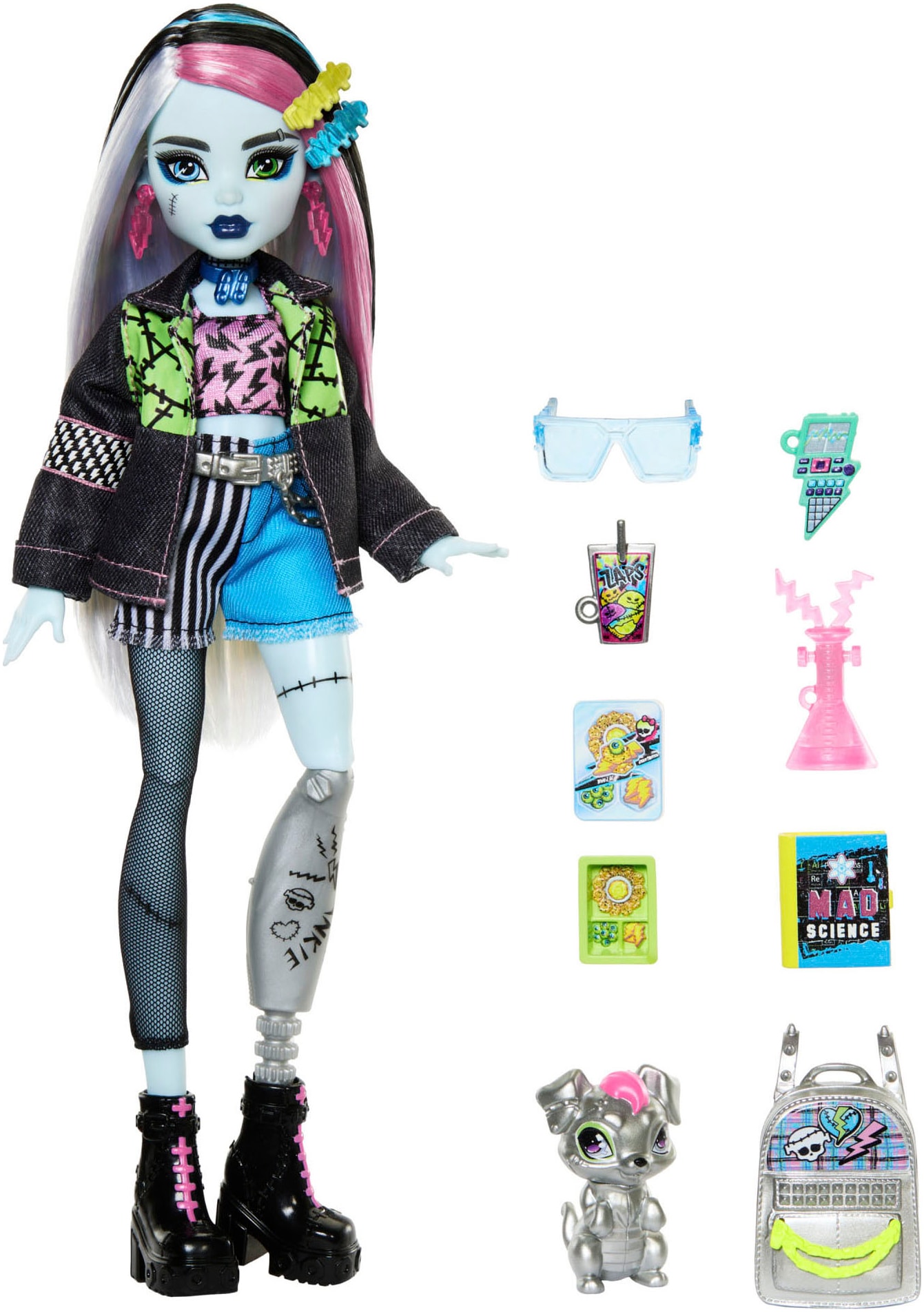 MonsterHigh™ Anziehpuppe »Frankie Stein mit Haustier Watzie«