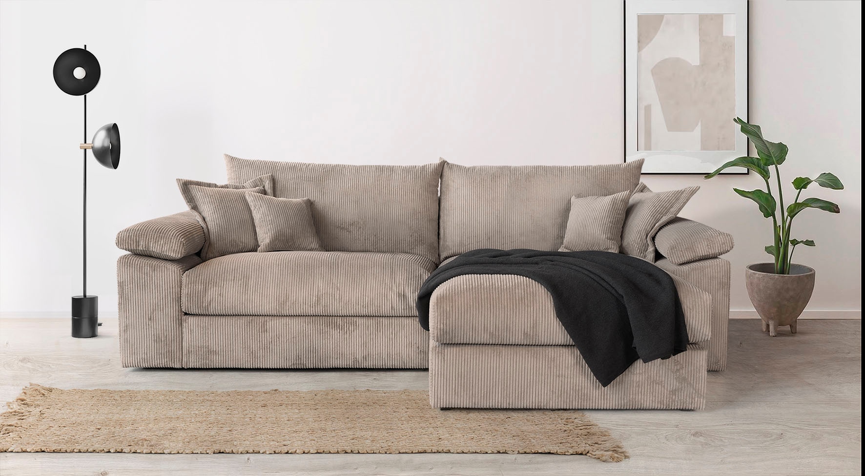 Home affaire Ecksofa »Soft&Cosy XXL L-Form - Breite 303 cm«, Mega-Sofa, in Cord, Federkern-Polsterung