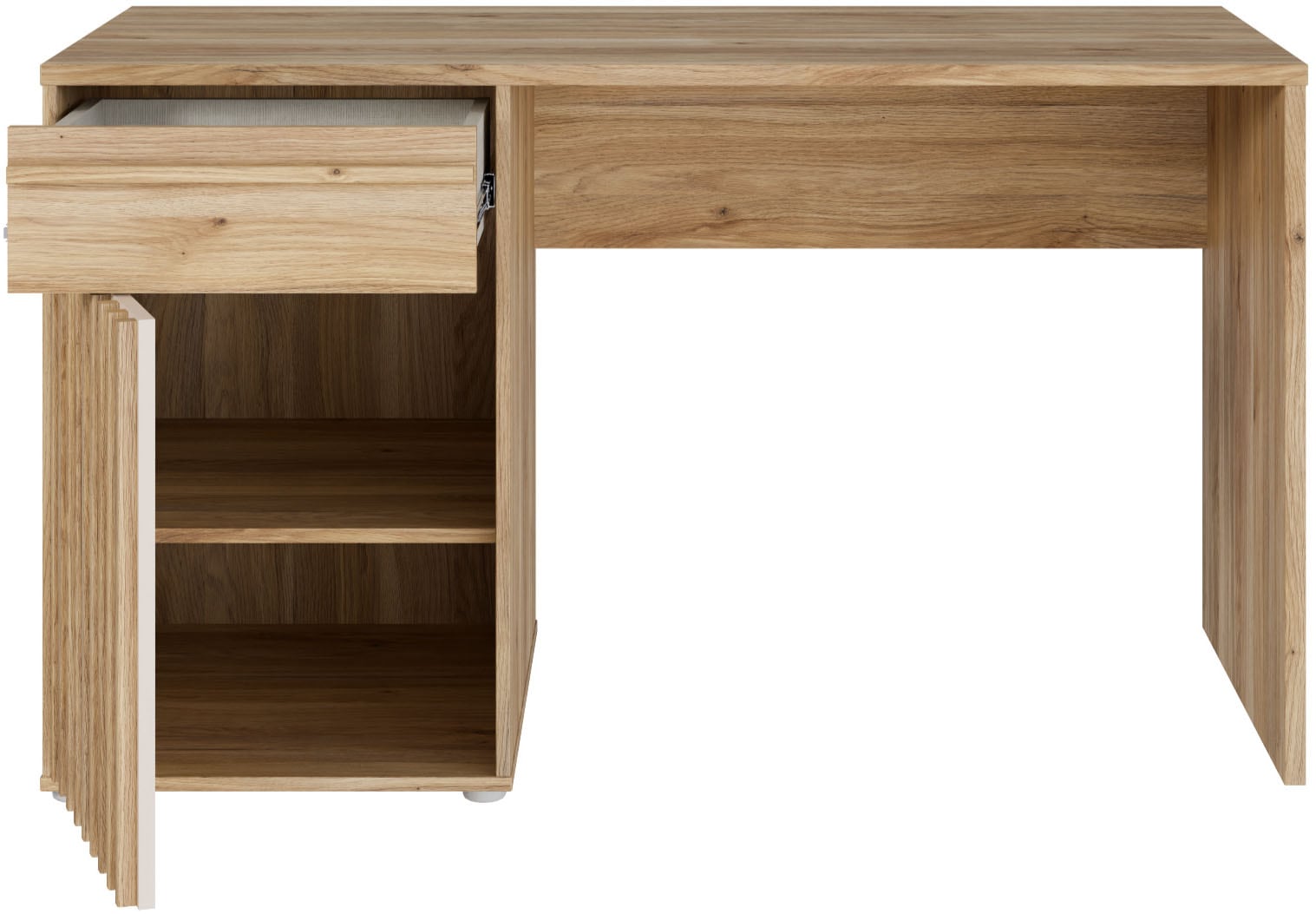 FORTE Schreibtisch »Soft Close und Vollauszug, viel Stauraum, in 2 Farben erhältlich« B/H/T 130/76/60 cm/Schubkasten mit Vollauszug