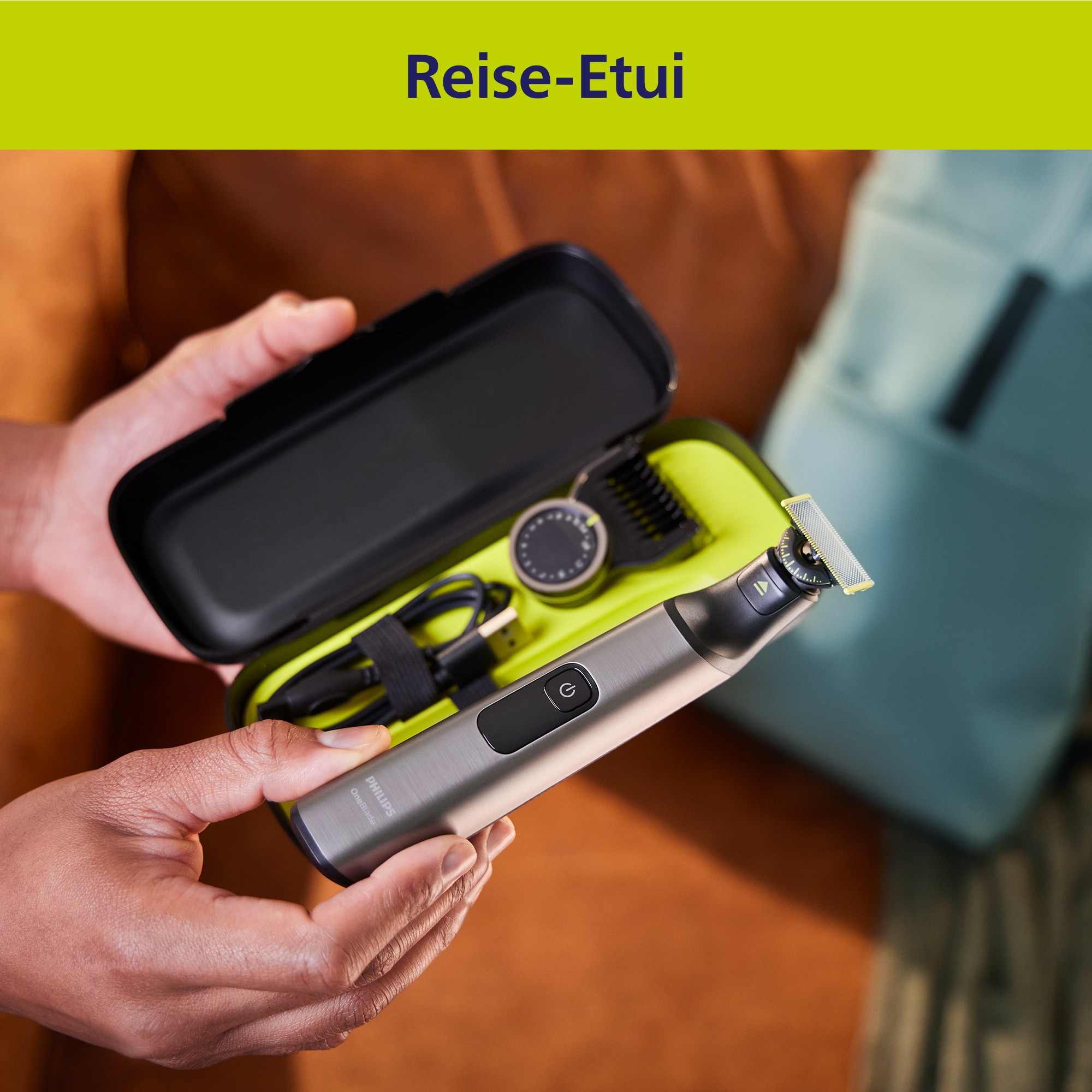 Philips Elektrorasierer »OneBlade Pro 360 Face & Body QP6652/30«, 3 St. Aufsätze, 360 Grad Klinge, 20 Längeneinstellungen, inkl. Ladestation & Reiseetui