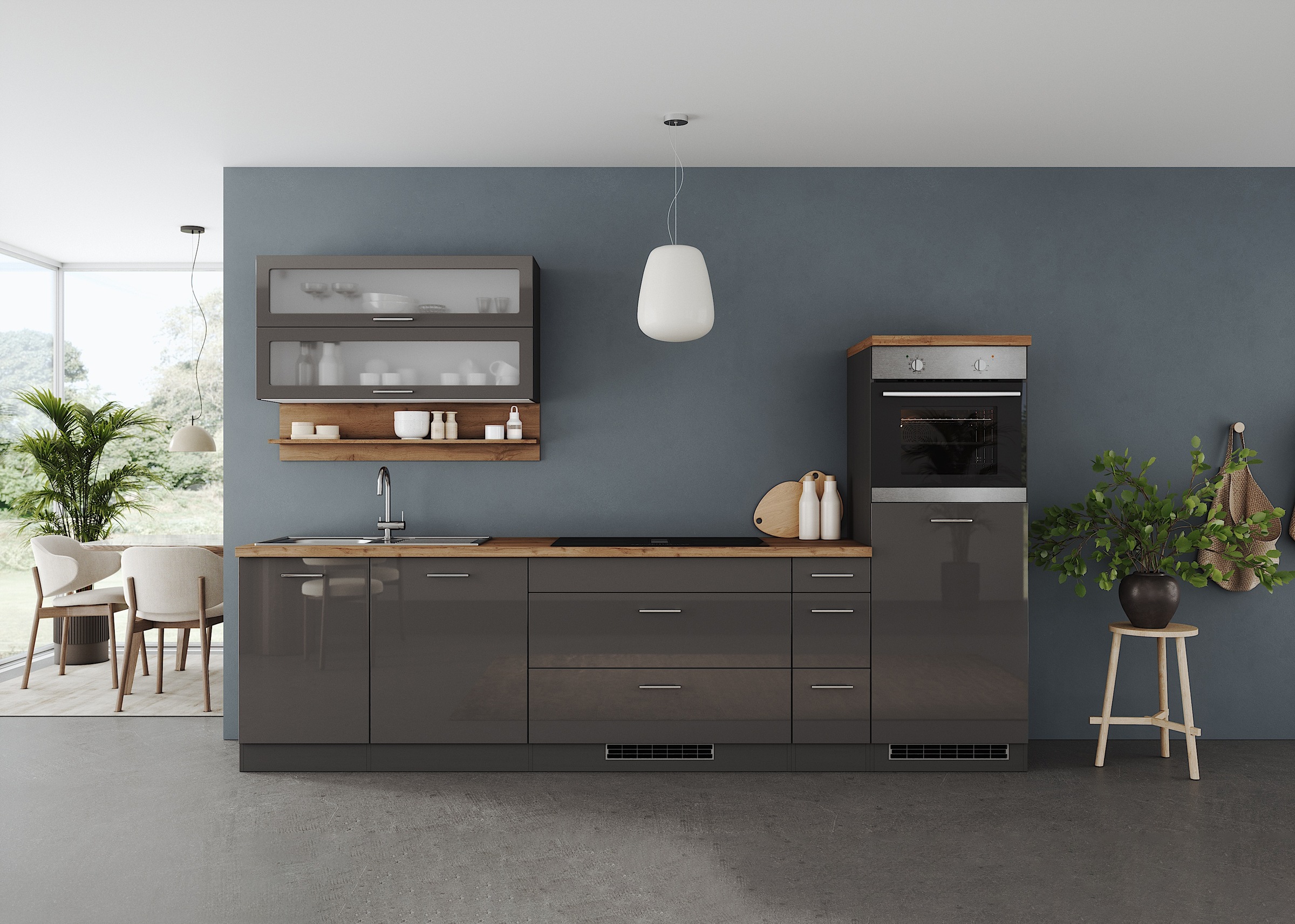 KOCHSTATION Küchenzeile »KS-Milan, optional mit Muldenlüfter« Breite 300 cm günstig online kaufen