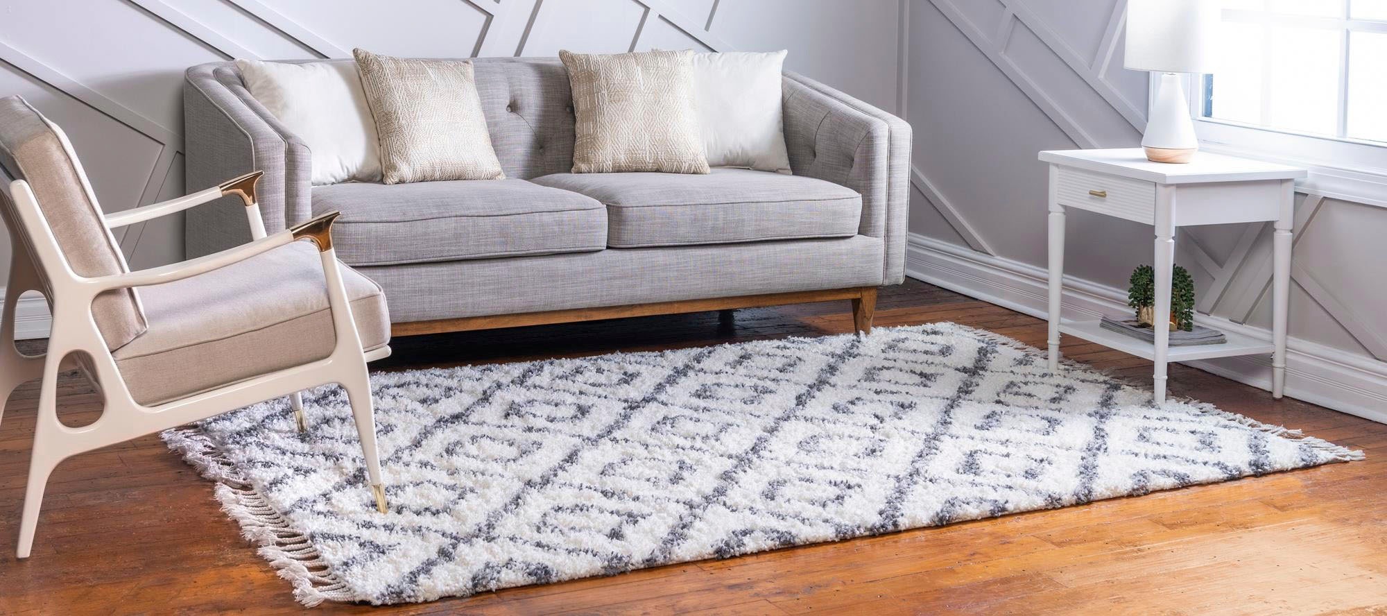 Myflair Möbel & Accessoires Hochflor-Teppich »Top Shag, LAGERRÄUMUNG!«, rechteckig, 32 mm Höhe, gewebt, Rauten Design, melierte Optik, weich & kuschelig, mit Fransen