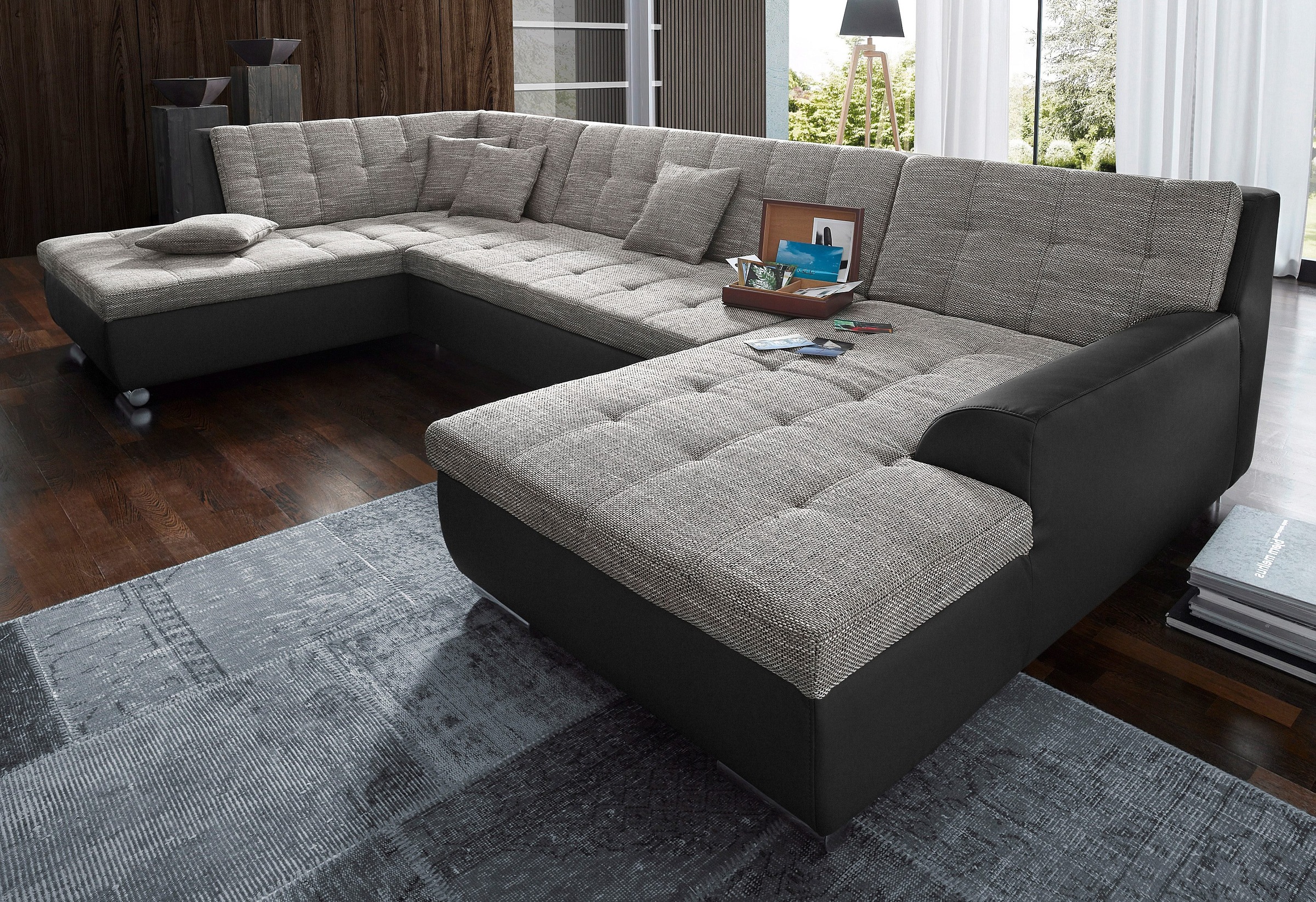DOMO collection Wohnlandschaft »Treviso incl. Zierkissen, moderne Steppung, günstig online kaufen