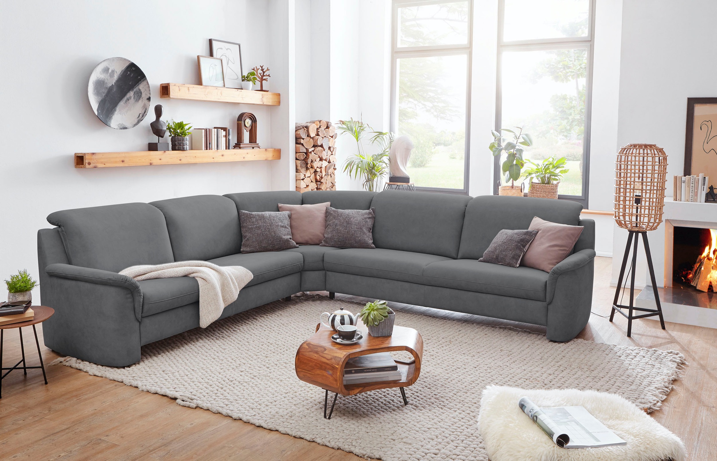 VILLA BECK Ecksofa »Garda L-Form«, (4 St.), inklusive Kopfteilverstellung, günstig online kaufen