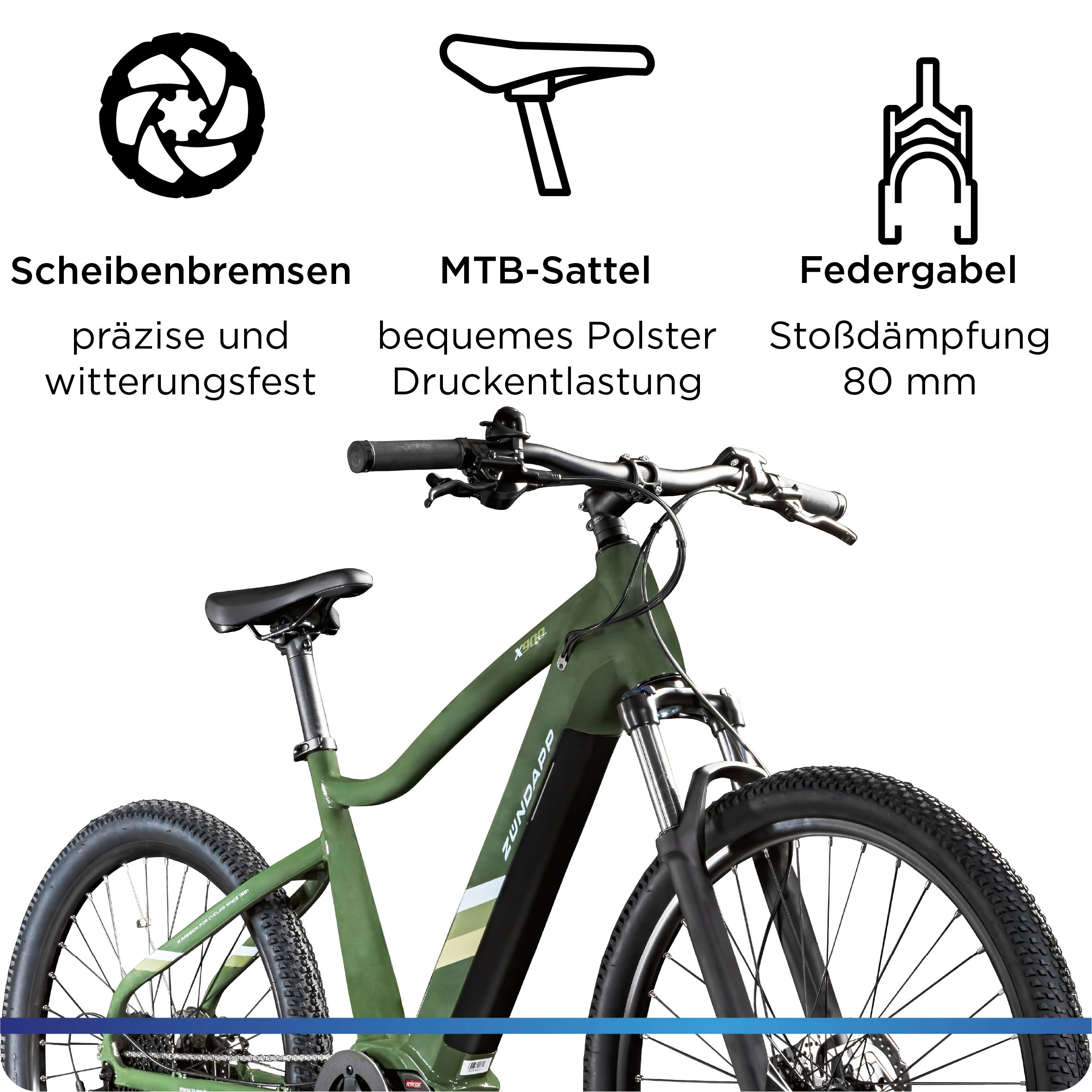 Zündapp E-Bike »X900«, 10 Gang, Shimano, Cues U6020 SGS, Mittelmotor 250 W