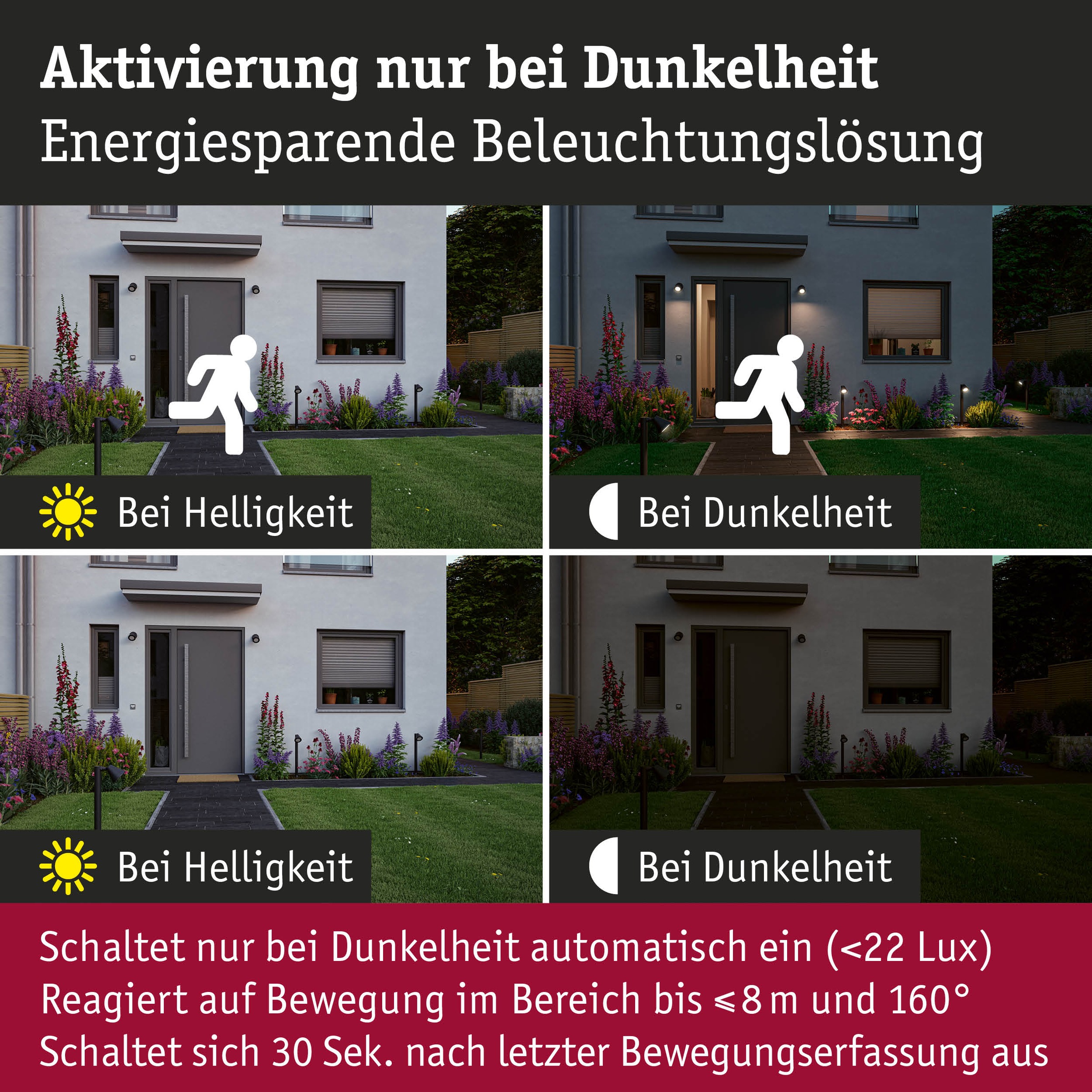 Paulmann Spezialleuchtmittel »Twilight Motion Sensor 550lm 2700K 100° 7W white matt RAL 9003 230V« GU10 1 Stk. Warmweiß Dämmerungsgesteuerter Bewegungsmelder (HF)