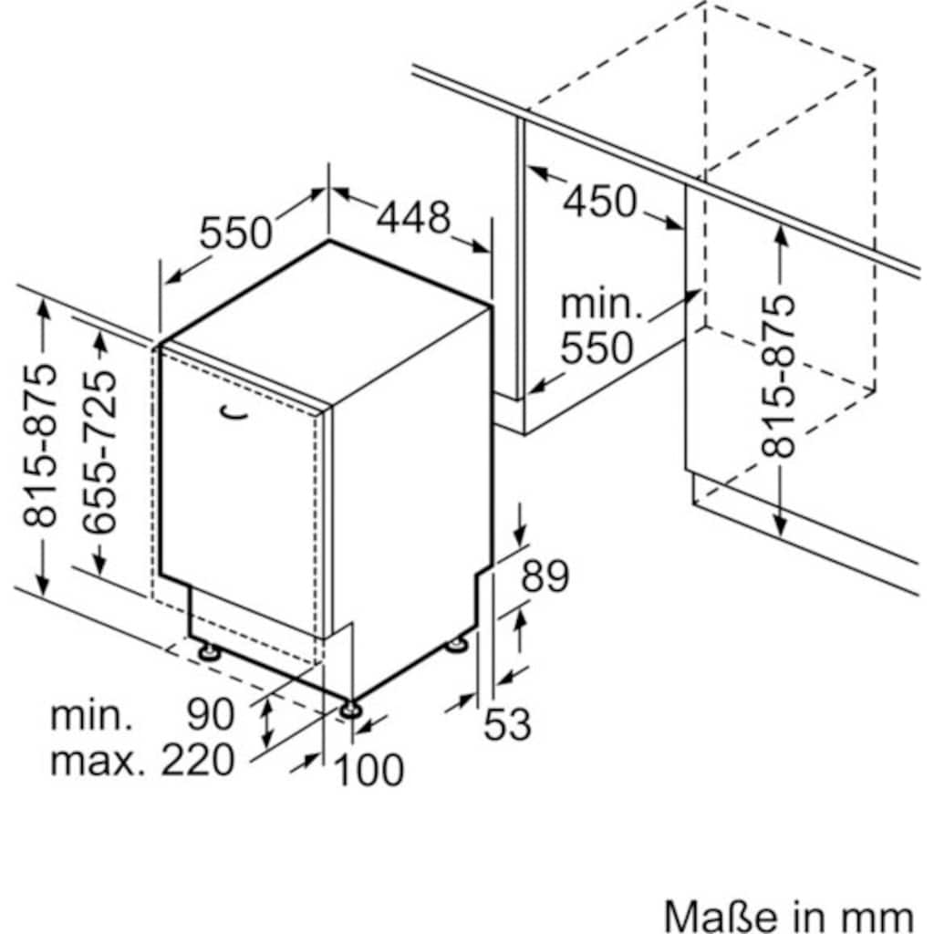 BOSCH vollintegrierbarer Geschirrspüler »SPV2HKX41E«, Serie 2, SPV2HKX41E, 9 Maßgedecke