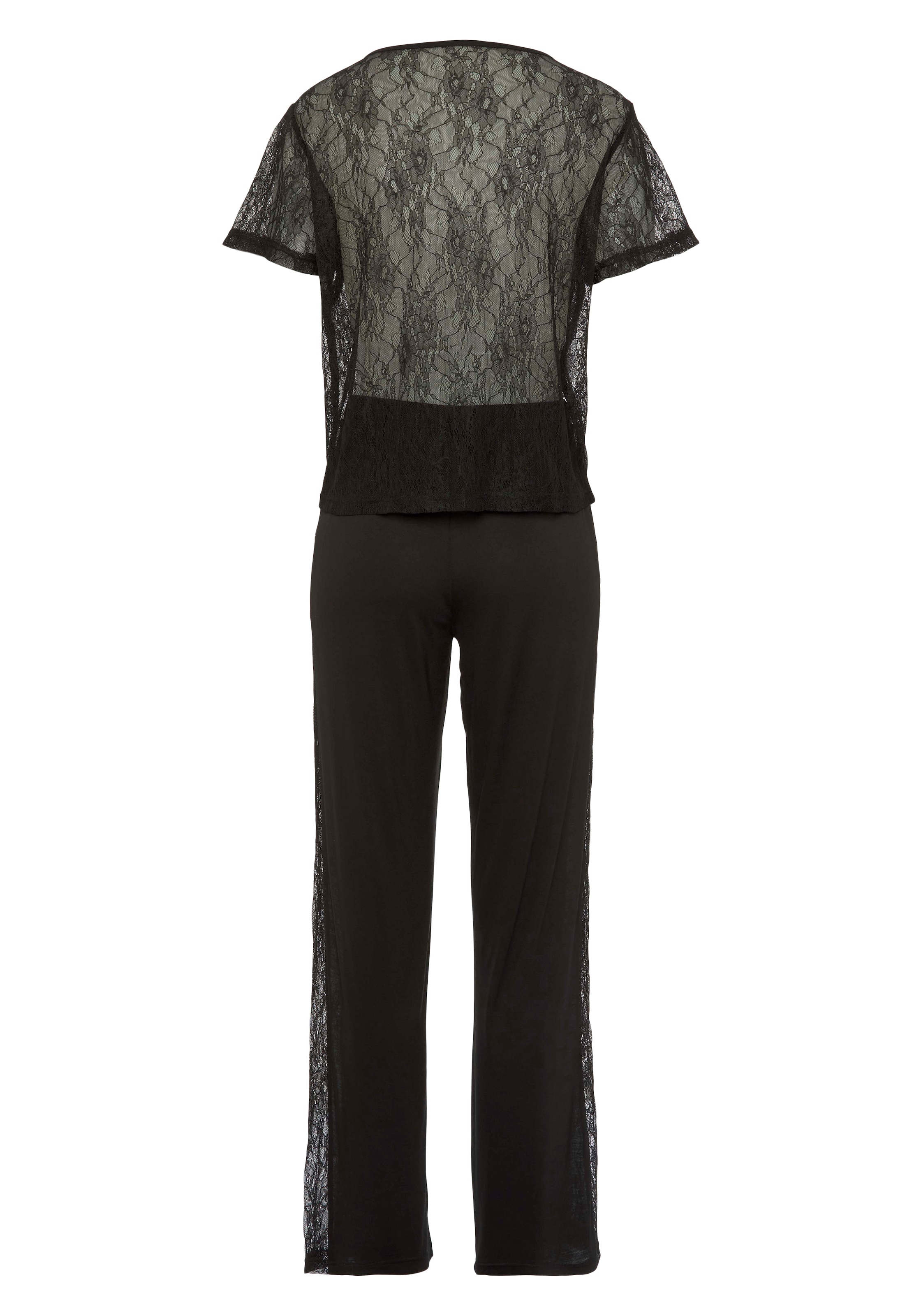 Vivance Dreams Pyjama, (Set, 2 tlg.), transparente elastische Spitze