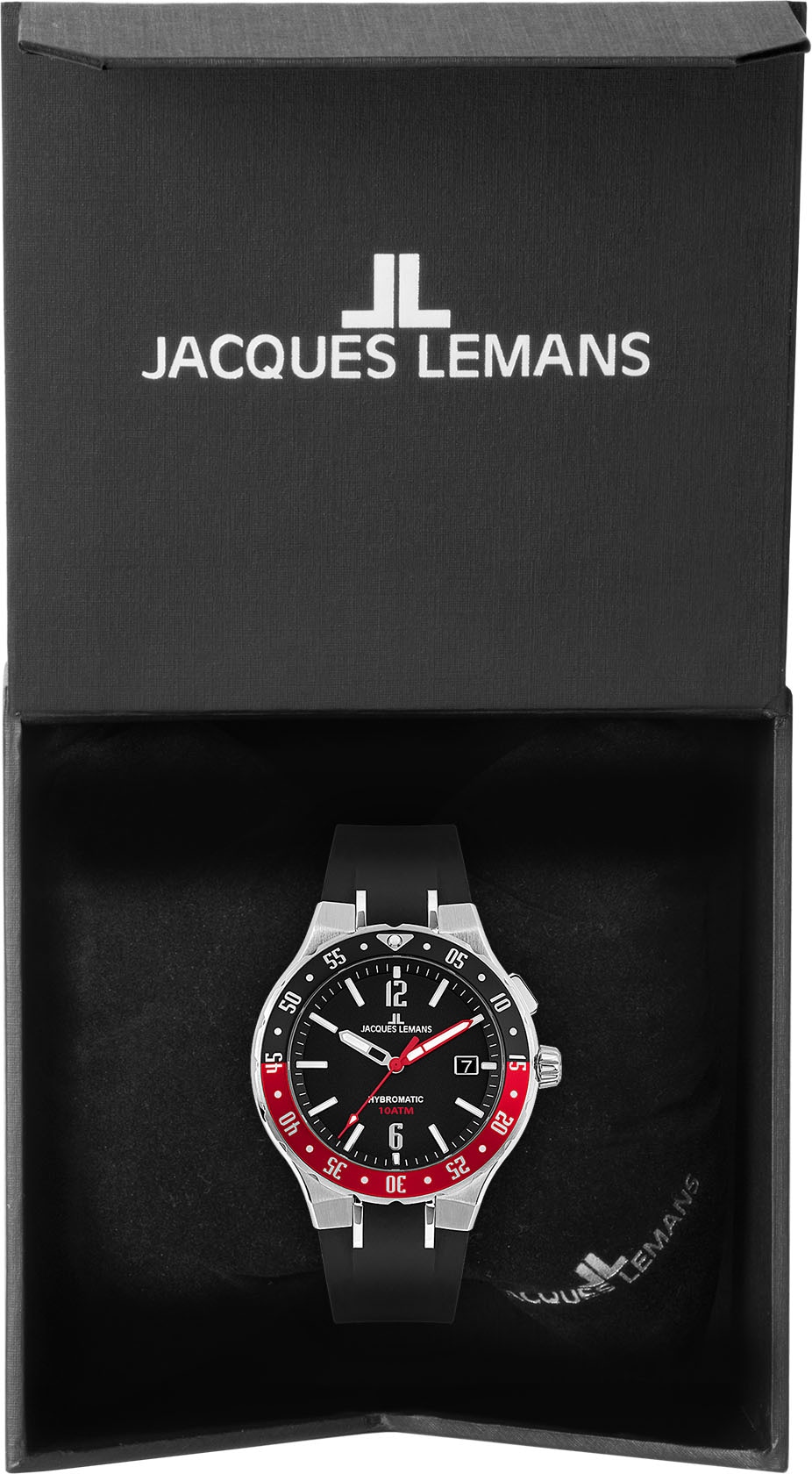 Jacques Lemans Kineticuhr »Hybromatic«, Armbanduhr, Herrenuhr, Datum, Silikonarmband, bis 10 bar wasserd.