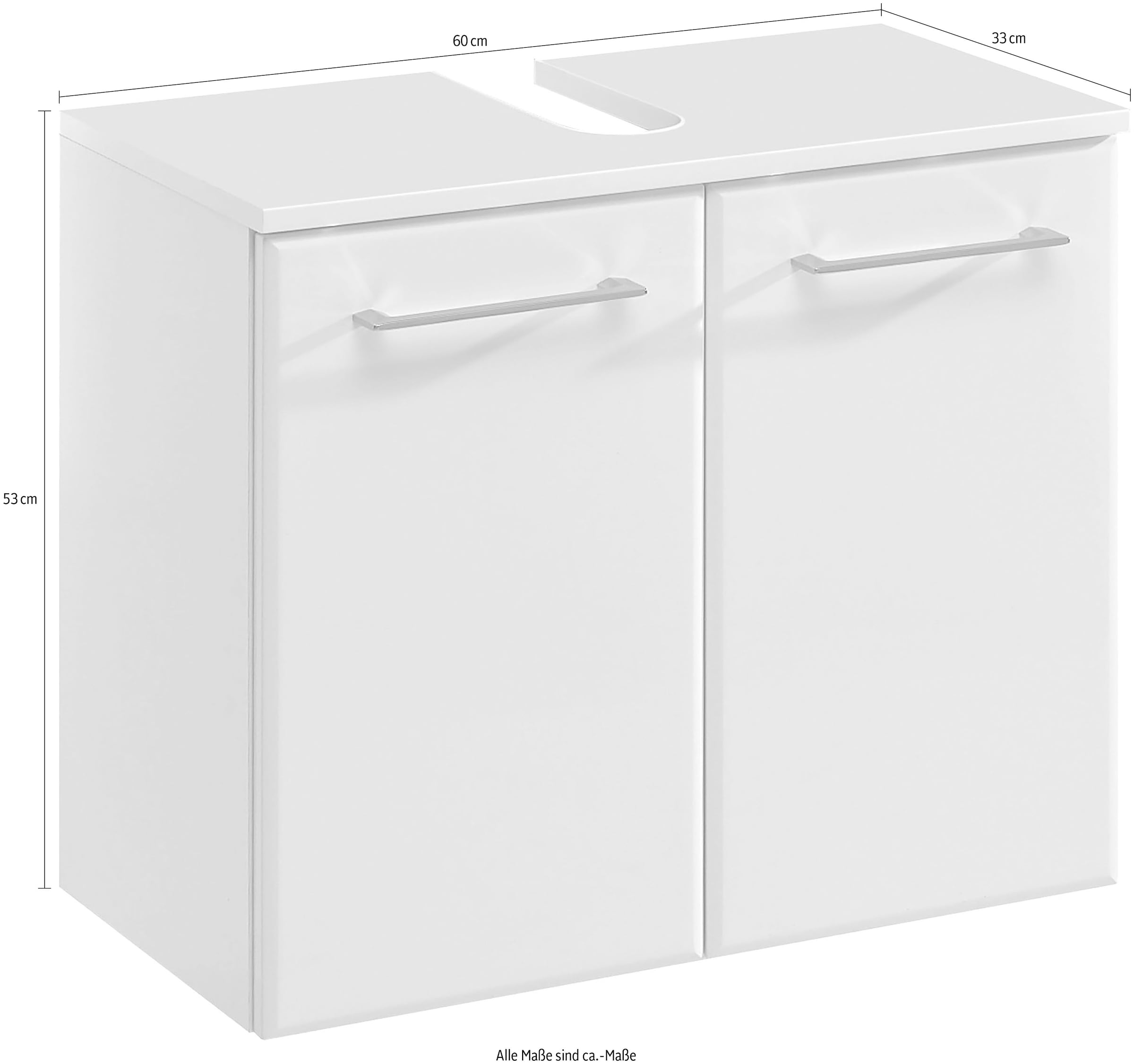 Saphir Waschbeckenunterschrank »Quickset 376 Unterbeckenschrank, Weiß Hochglanz, 2 Türen«, Waschbeckenschrank inkl. Türdämpfer, 60 cm breit, ohne Waschbecken
