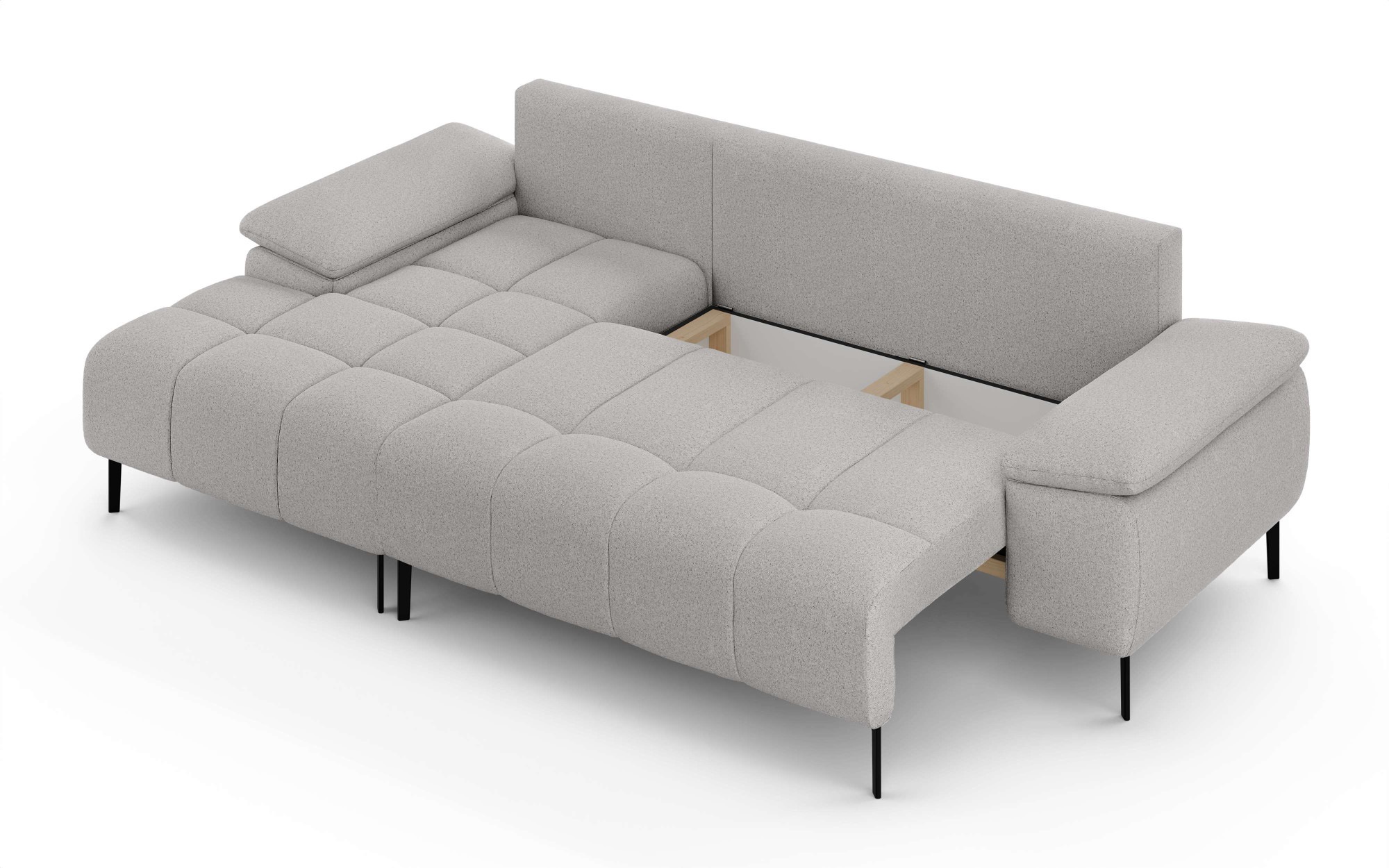 INOSIGN Ecksofa »DROMARA Schlafsofa mit Bettkasten, Maße: B/T/H 277/141/91 cm«, L-Form mit Recamiere rechts/links bestellbar, Wellenunterfederung