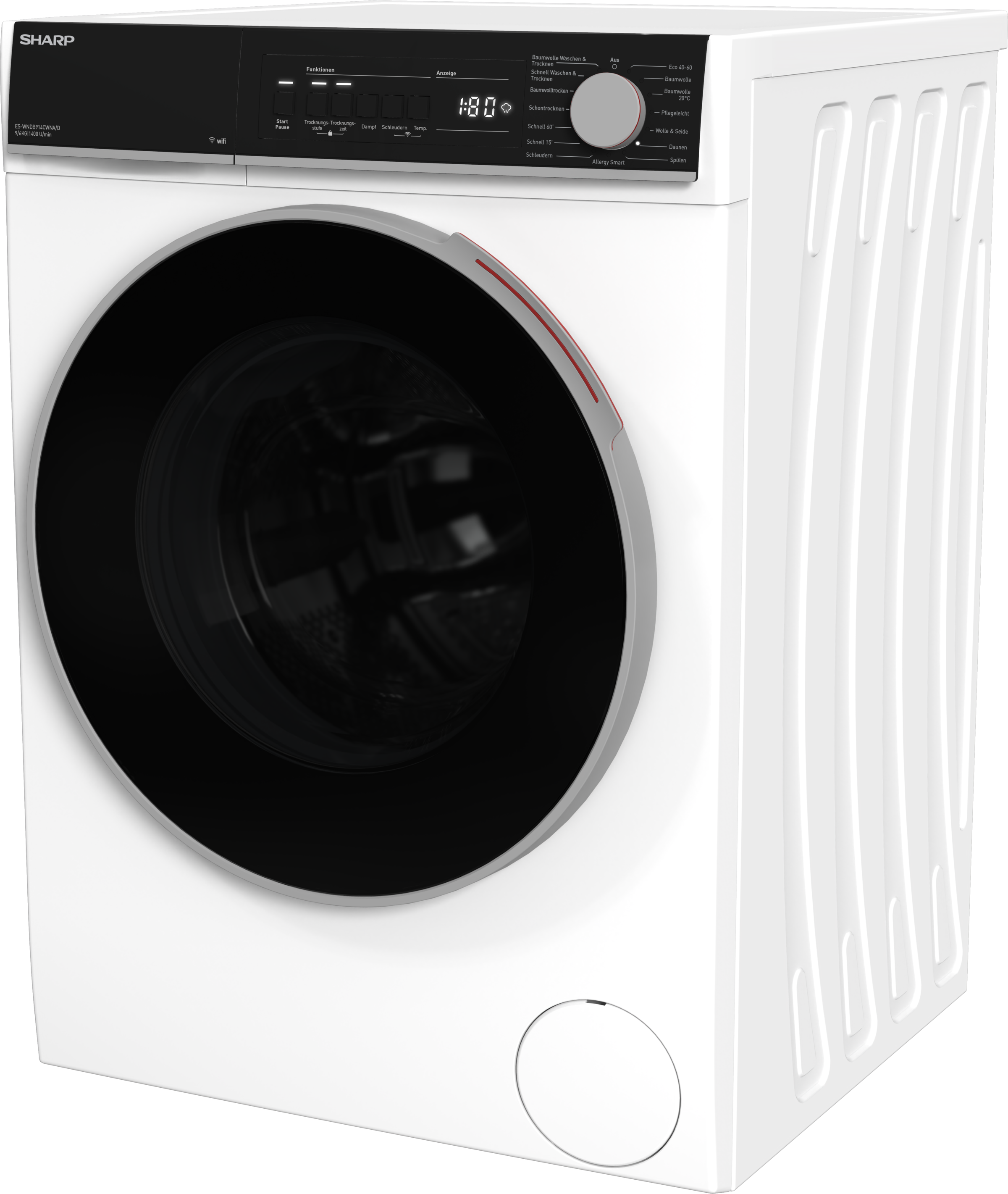 Sharp Waschtrockner »ES-WNDB914CWNA/D-DE« 9 kg /6 kg 74 dB(A) 9kg/6kg / +WIFI / EEK A/D / Dampf / Weiß