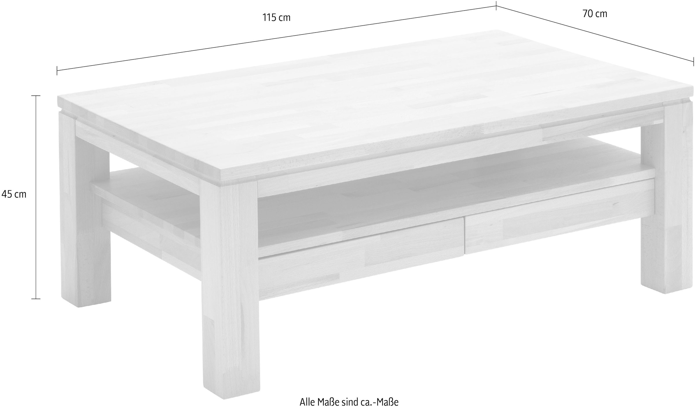 MCA furniture Couchtisch »TOPSELLER!«, (Couchtisch), Couchtisch Massivholz mit Schubladen