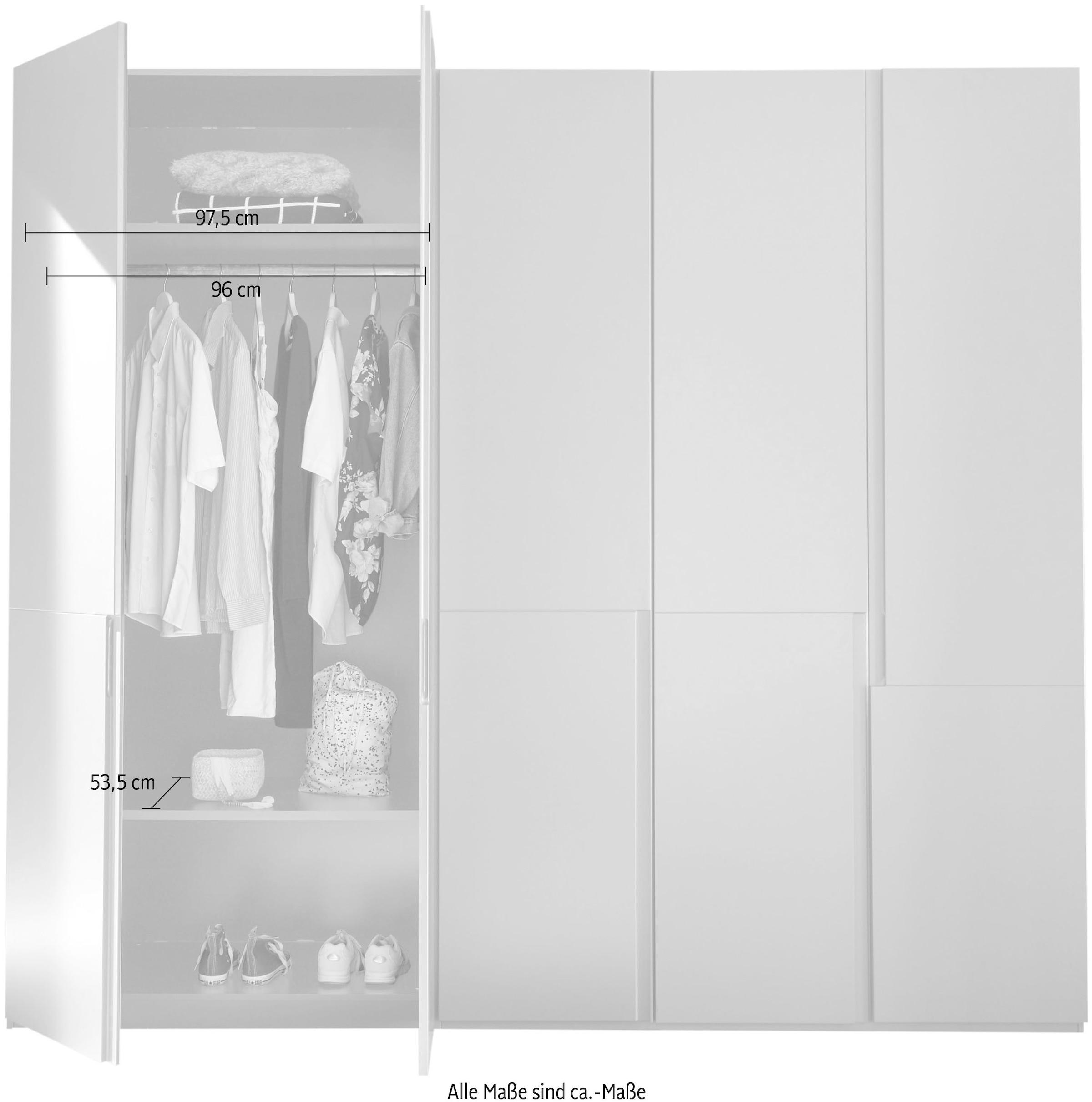 Schlafkontor Kleiderschrank »Ineo« weiß matt, Schlafzimmerschrank wahlweise in 2 Größen