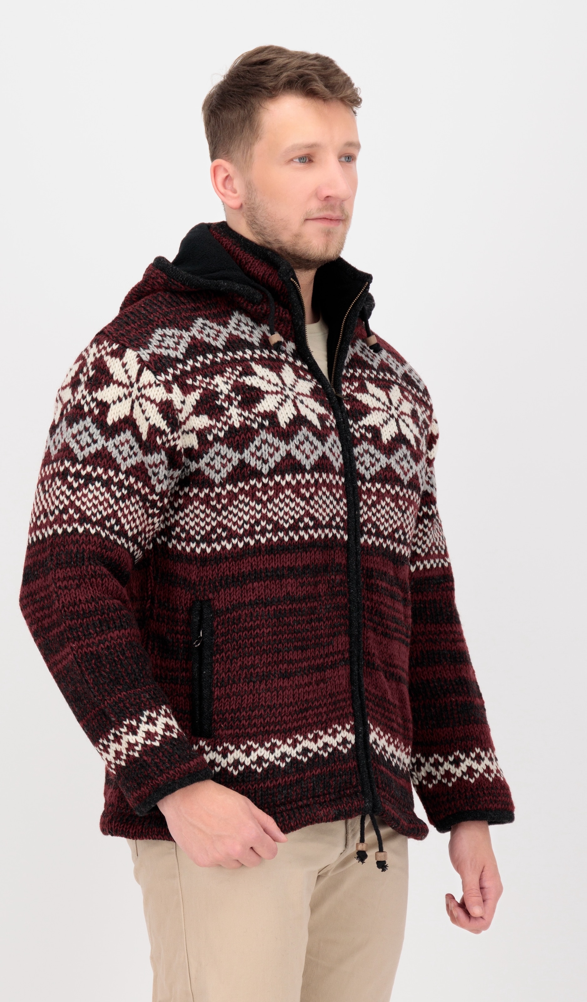 DEPROC Active Strickfleecejacke »LHOTSE MEN«, mit Kapuze und weichem Fleece gefüttert