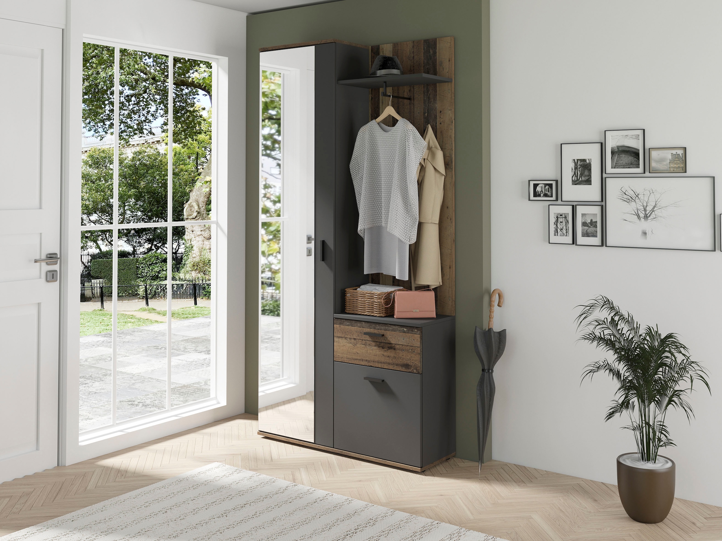 INOSIGN Kompaktgarderobe »Jakob«, mit großem Spiegel und Ablage, Breite 97 cm
