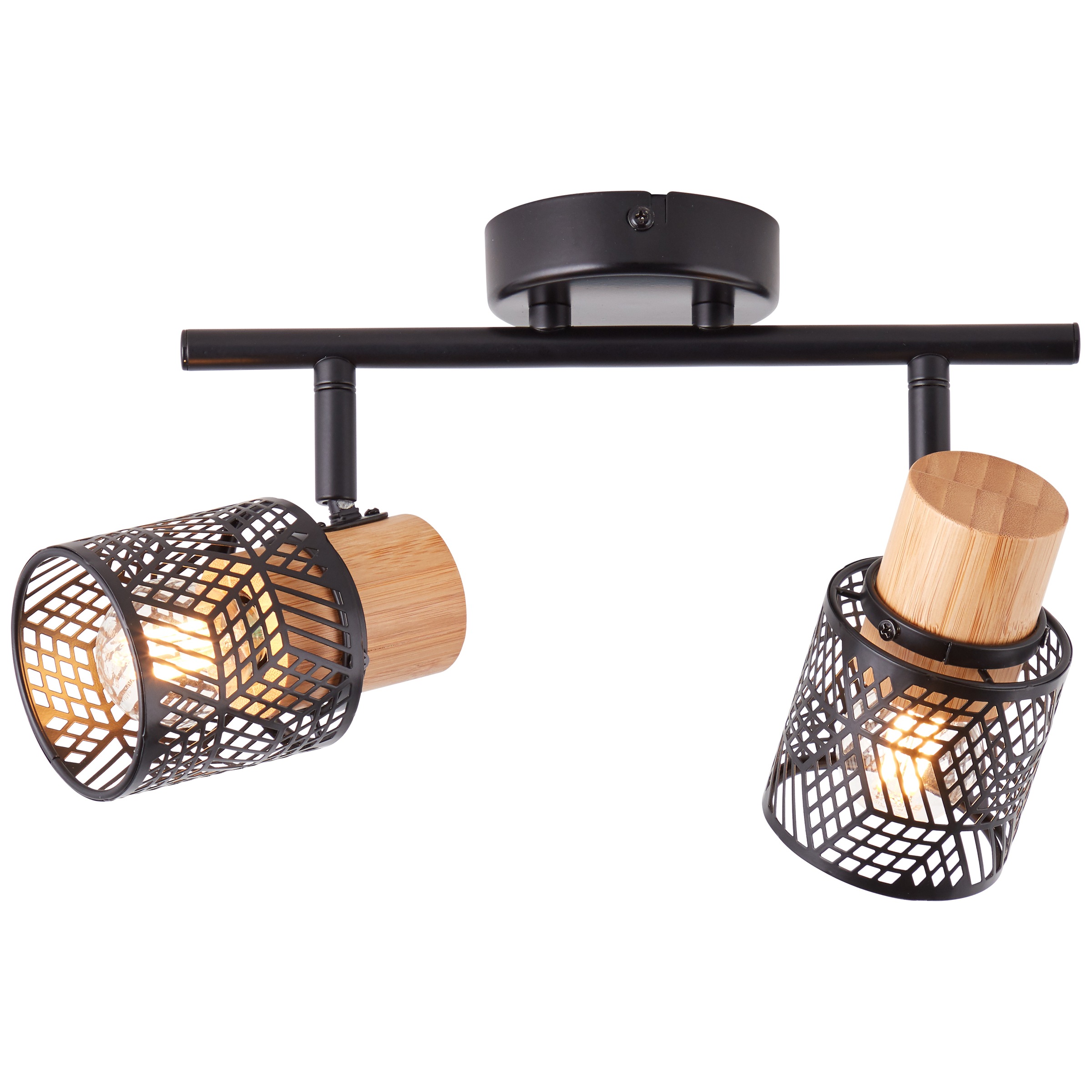 Brilliant Deckenstrahler »Santy«, 2 flammig, Leuchtmittel E14 | ohne Leuchtmittel, schwenkbar, 20 x 36 x 7 cm, E14, Metall/Bambus, schwarz/natur