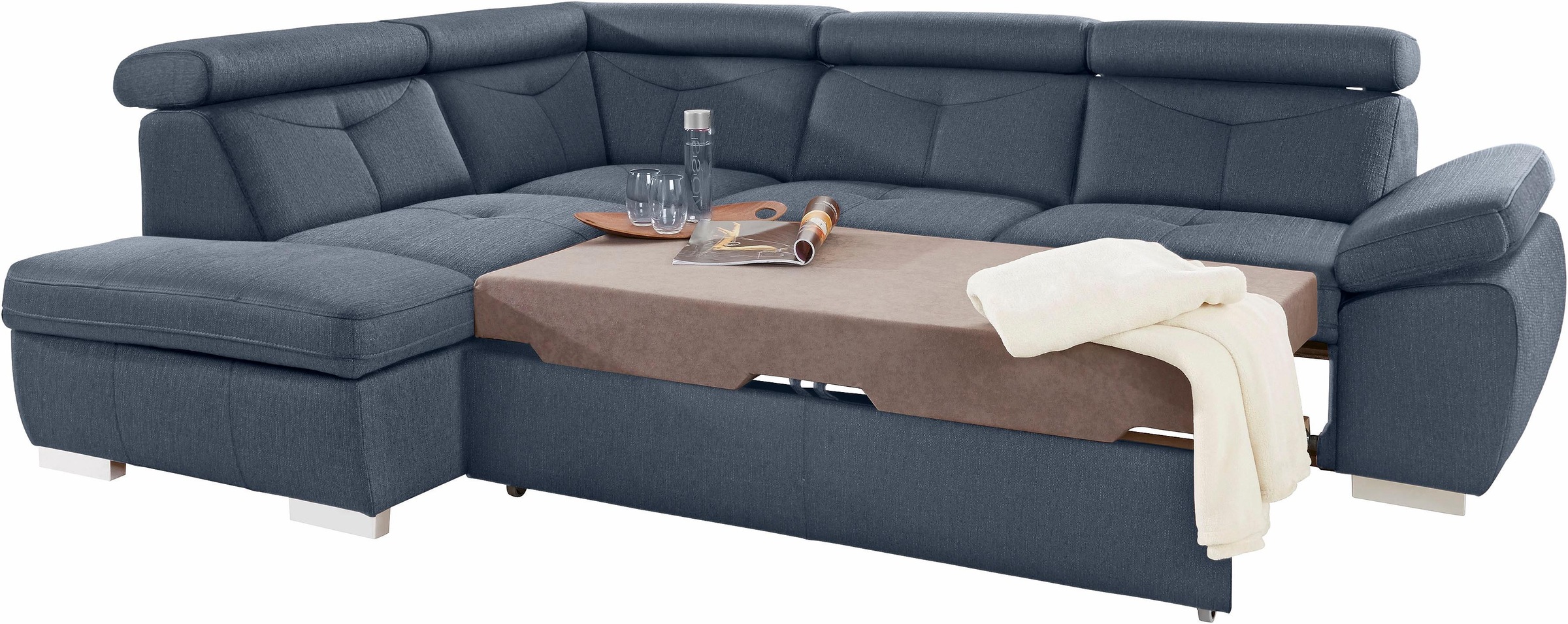 exxpo - sofa fashion Ecksofa »Spring, super bequem und komfortabel mit Armteil- und Kopfteilfunktion«, wahlweise mit Bettfunktion und Bettkasten, L-Form
