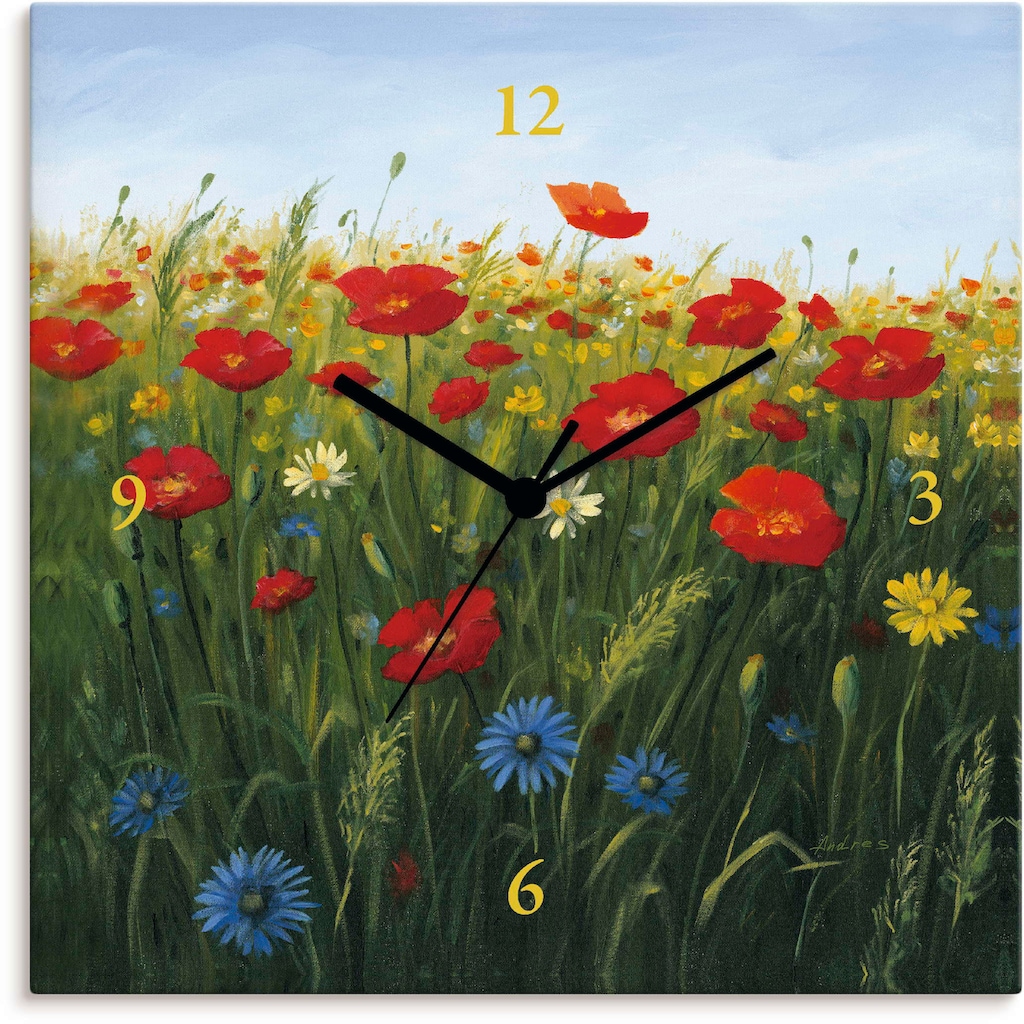 Artland Wanduhr »Mohnblumen Landschaft II«