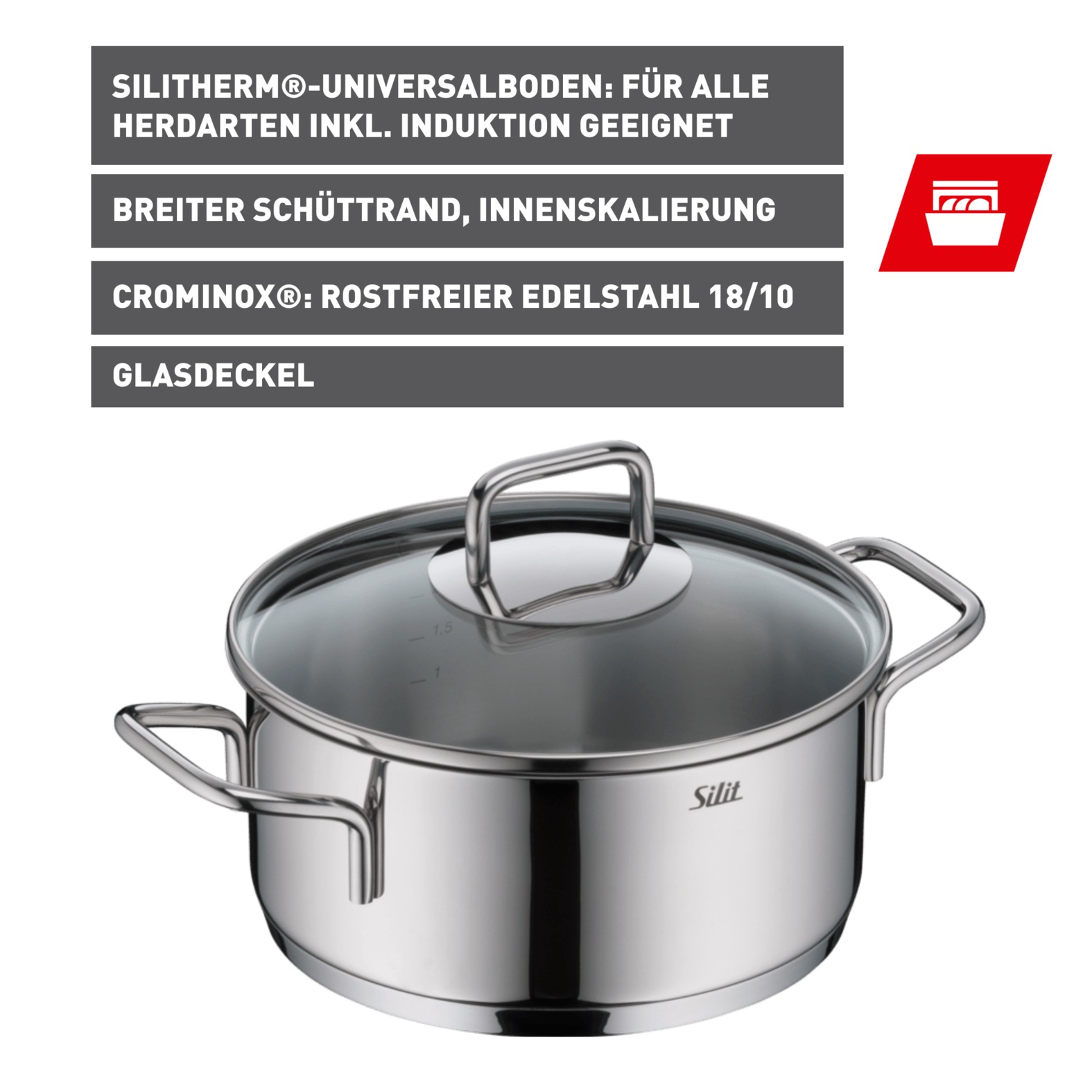 Silit Bratentopf »Extra Cook, mit Glasdeckel« 2 Stk. tlg. Edelstahl 18/10 günstig online kaufen