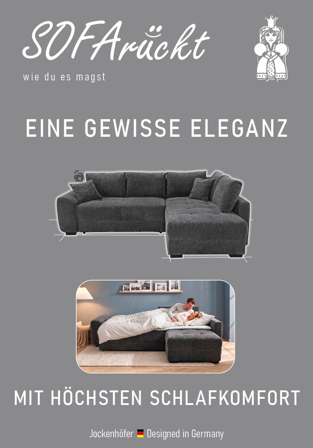Jockenhöfer Gruppe Ecksofa »Amalfi, L-Form, B: 270 cm, Liegefl. 146x224 cm, Dauerschlafsofa« Tonnentaschen-Federkern, Topper, Bettkasten & Kissen