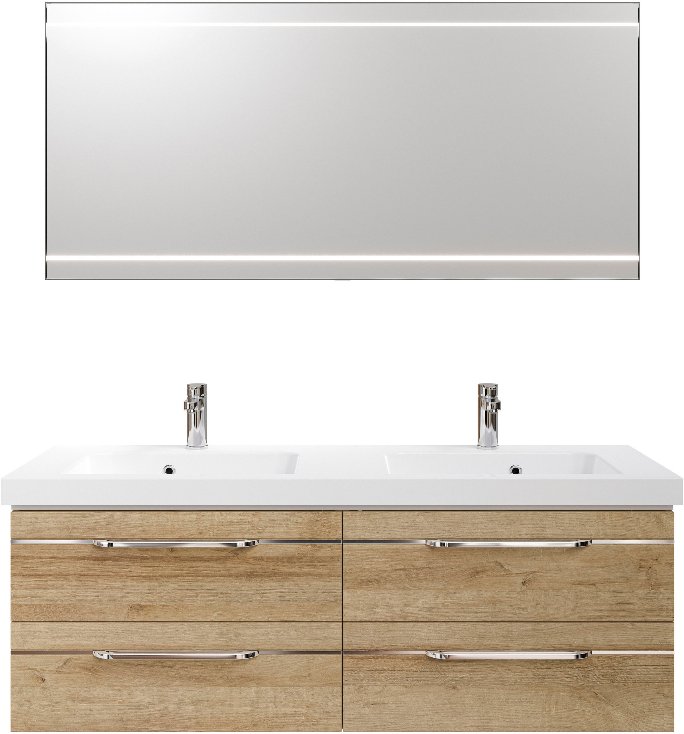 Saphir Badmöbel-Set »Balto 2-teilig Mineralmarmor-Doppelwaschtisch mit LED- günstig online kaufen