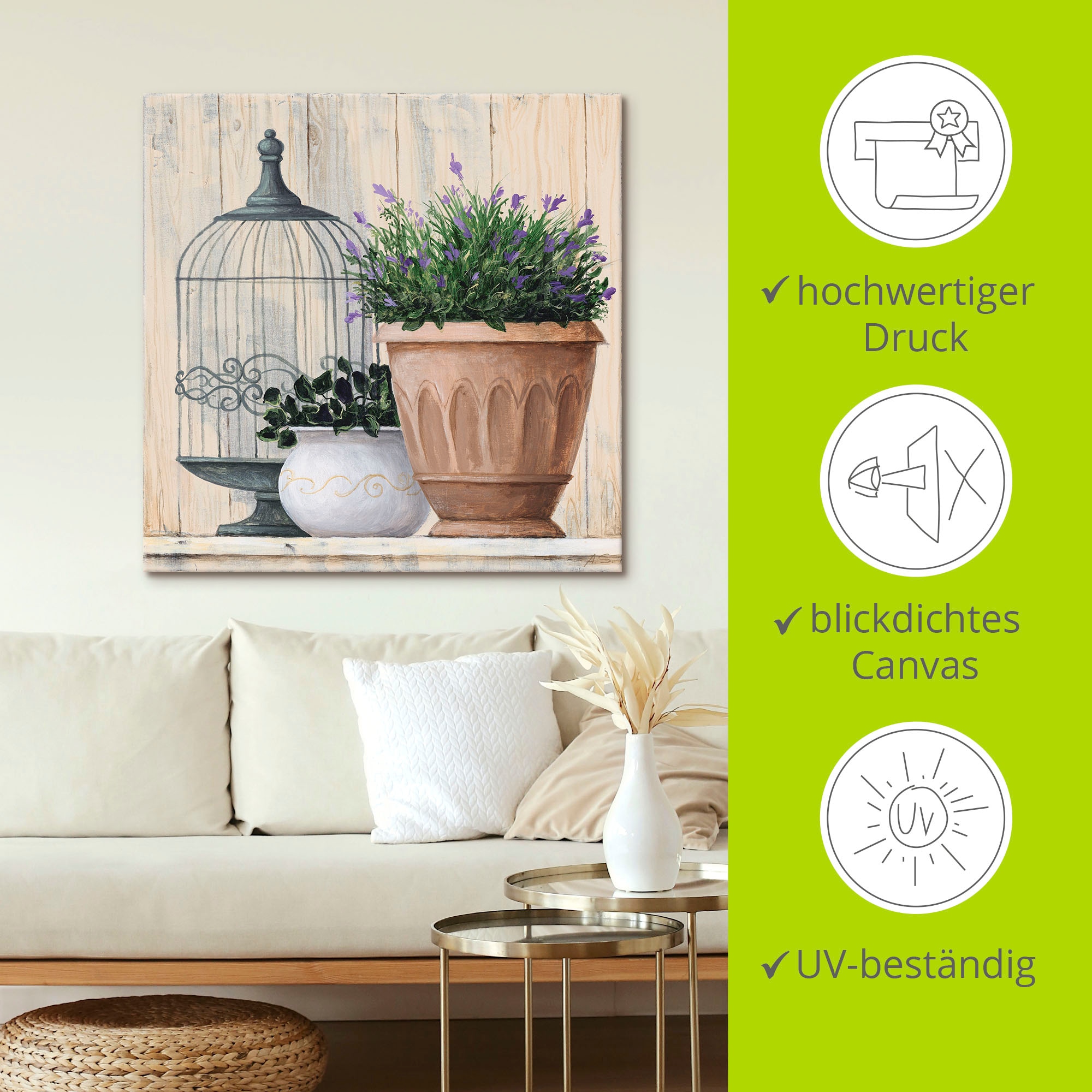 Artland Wandbild »Antiker Strauß_hell«, Vasen & Töpfe, (1 St.), als Alubild, Outdoorbild, Leinwandbild, Poster in verschied. Größen