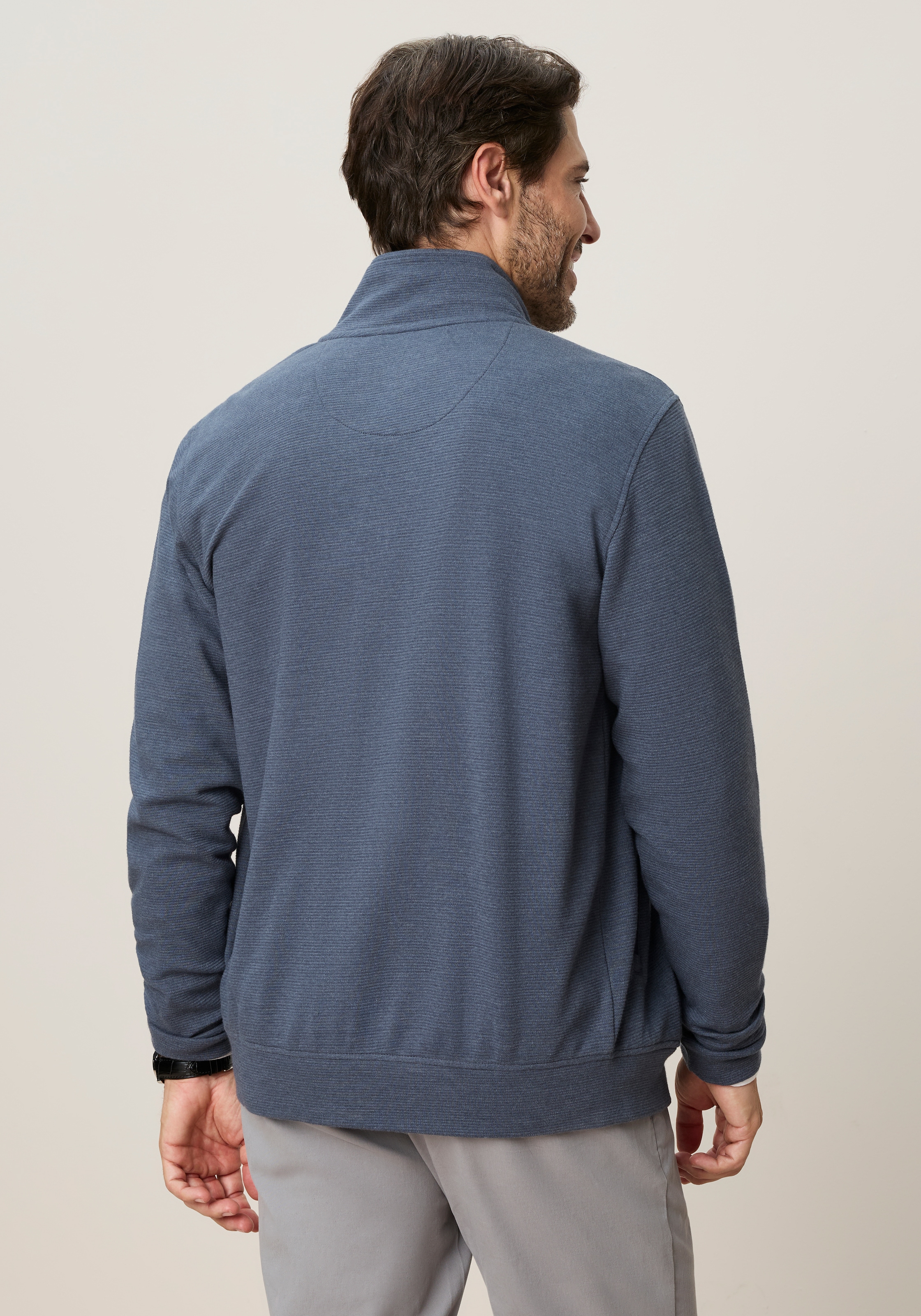 Man's World Sweatjacke mit hochschließendem Kragen, markante Querteilungsnaht