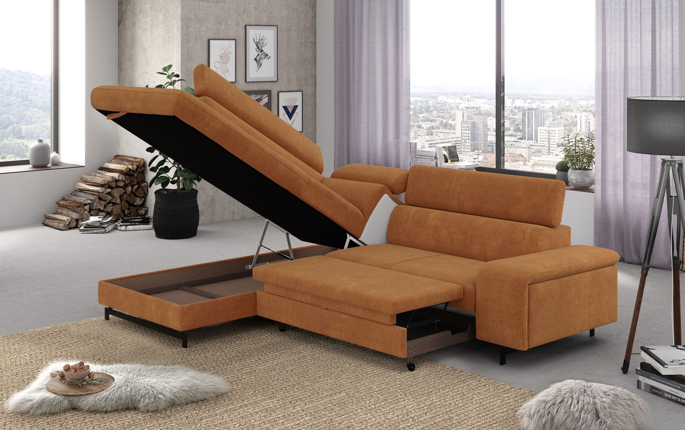 COTTA Ecksofa »Emma L-Form« mit Kopfteilverstellung, wahlweise mit Bettfunk günstig online kaufen