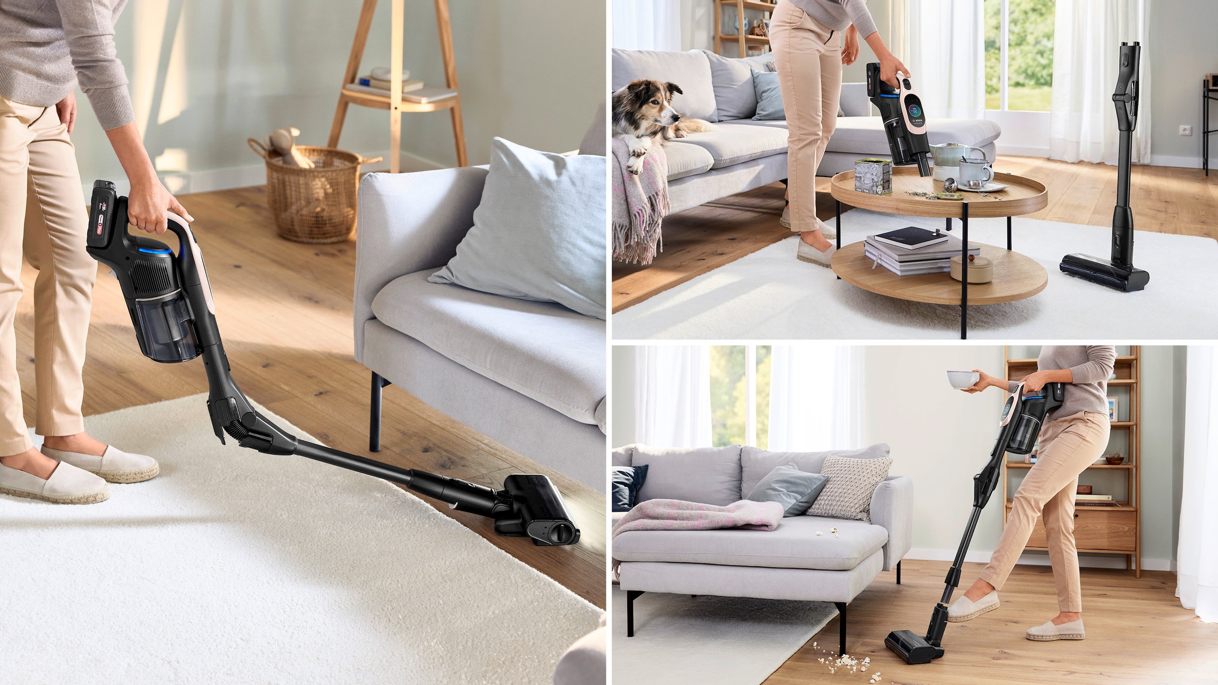 BOSCH Akku-Stielstaubsauger »Unlimited 10 BKS1041RHF, MicroClean™ Technology, Display, Knickrohr«, HEPA-Filtersystem, 10 Jahre Motorgarantie, LED-Licht, powder rose
