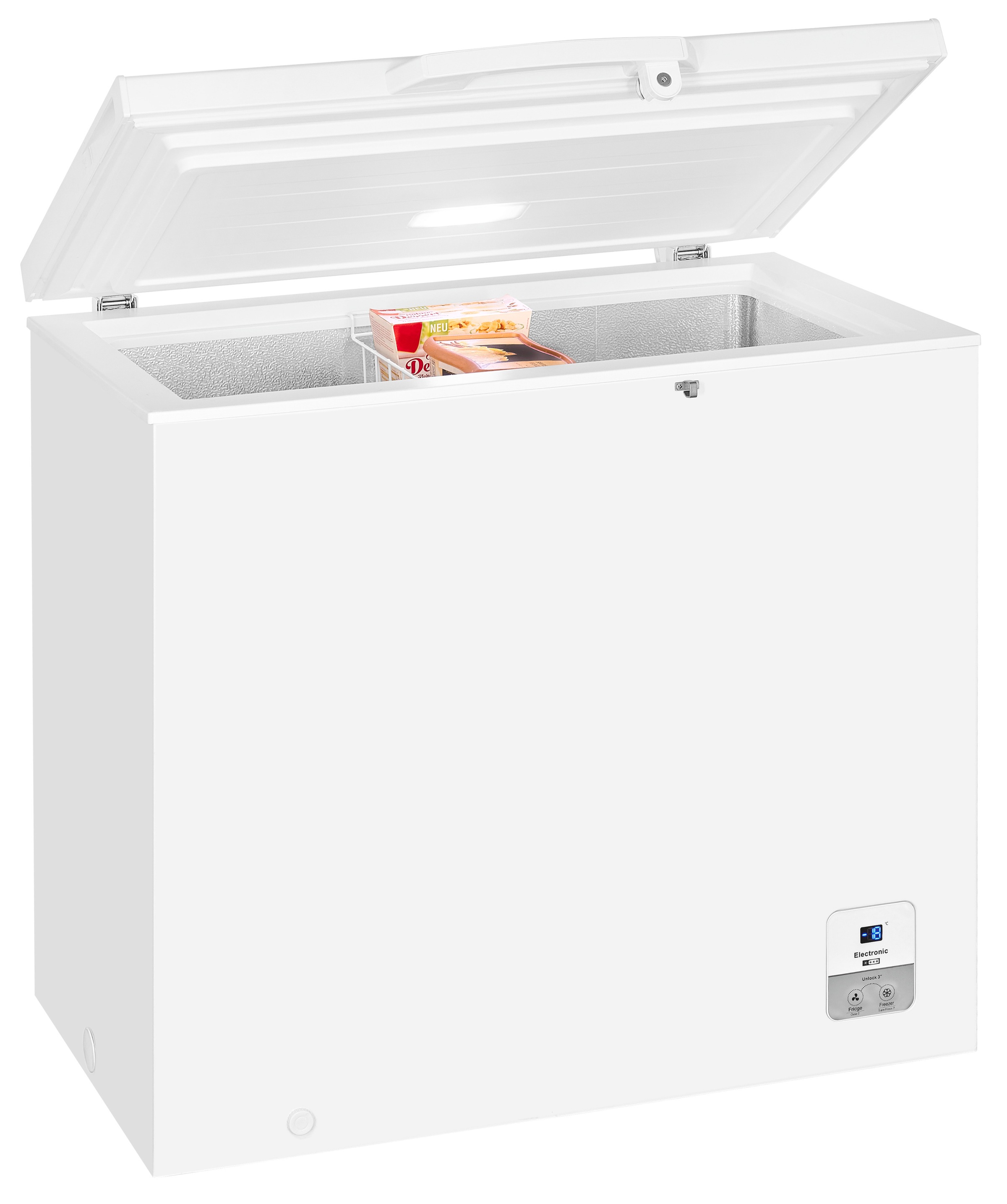 exquisit Gefriertruhe »GT200-HE-O11E weiss« 85,3 cm hoch 89,1 cm breit 2-in-1 Gefrier-/Kühltruhe mit LED, Griff, Schloss&flexibel einstellbar