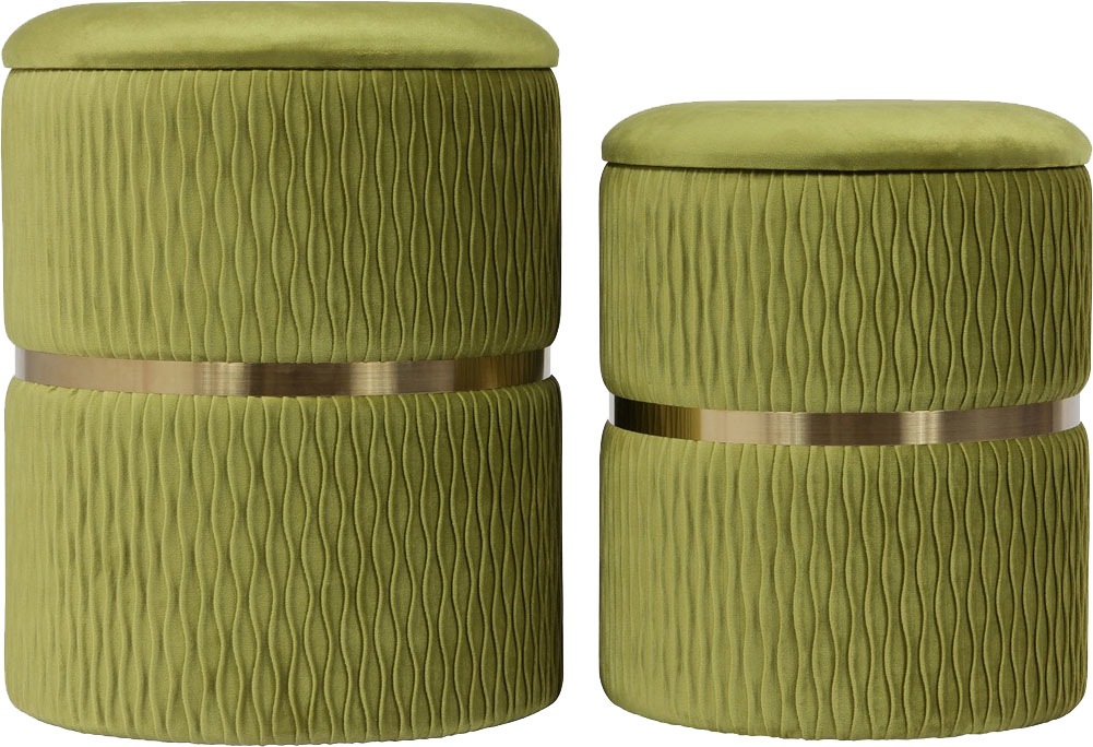 Kayoom Polsterhocker »Hocker Zora 425 2er-Set, Praktischer und versteckter Stauraum«, (Set, 2 St.), 2er-Set mit Stauraum, ineinander stapelbar, goldener Ring