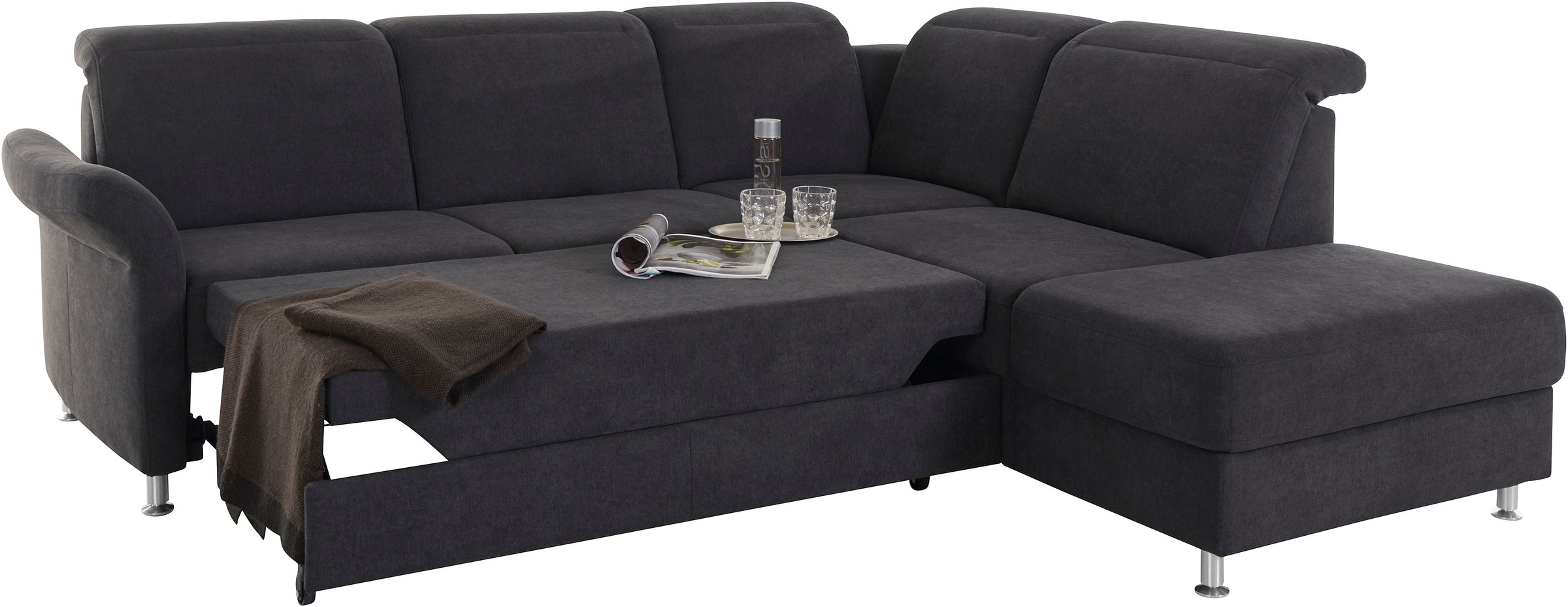 sit&more Ecksofa »Darwin L-Form«, inklusive Federkern, wahlweise mit Kopfteilverstellung, Bettfunktion