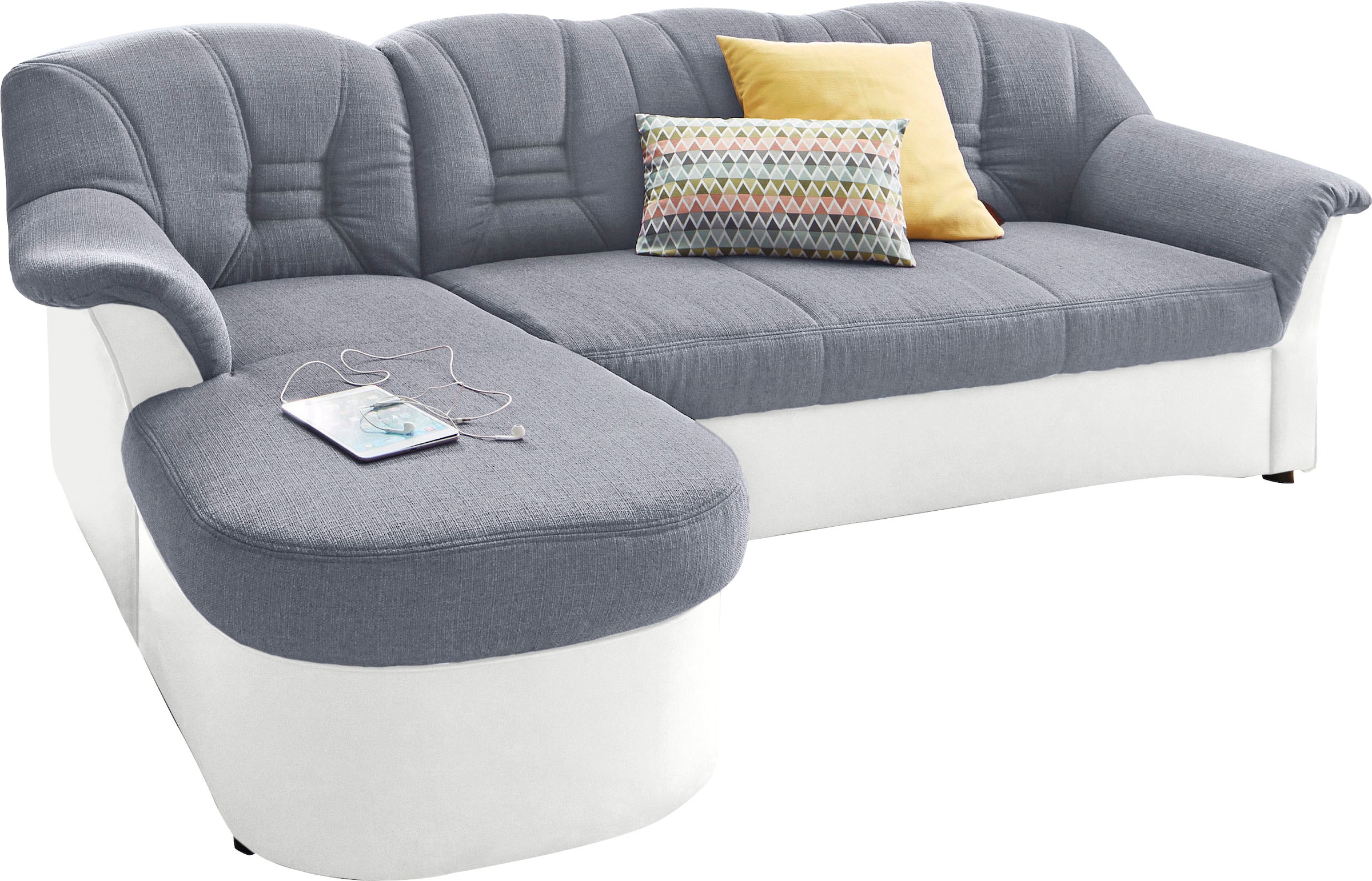 DOMO collection Ecksofa »Elva, zeitlose Formensprache, elegante Rückenstepp günstig online kaufen