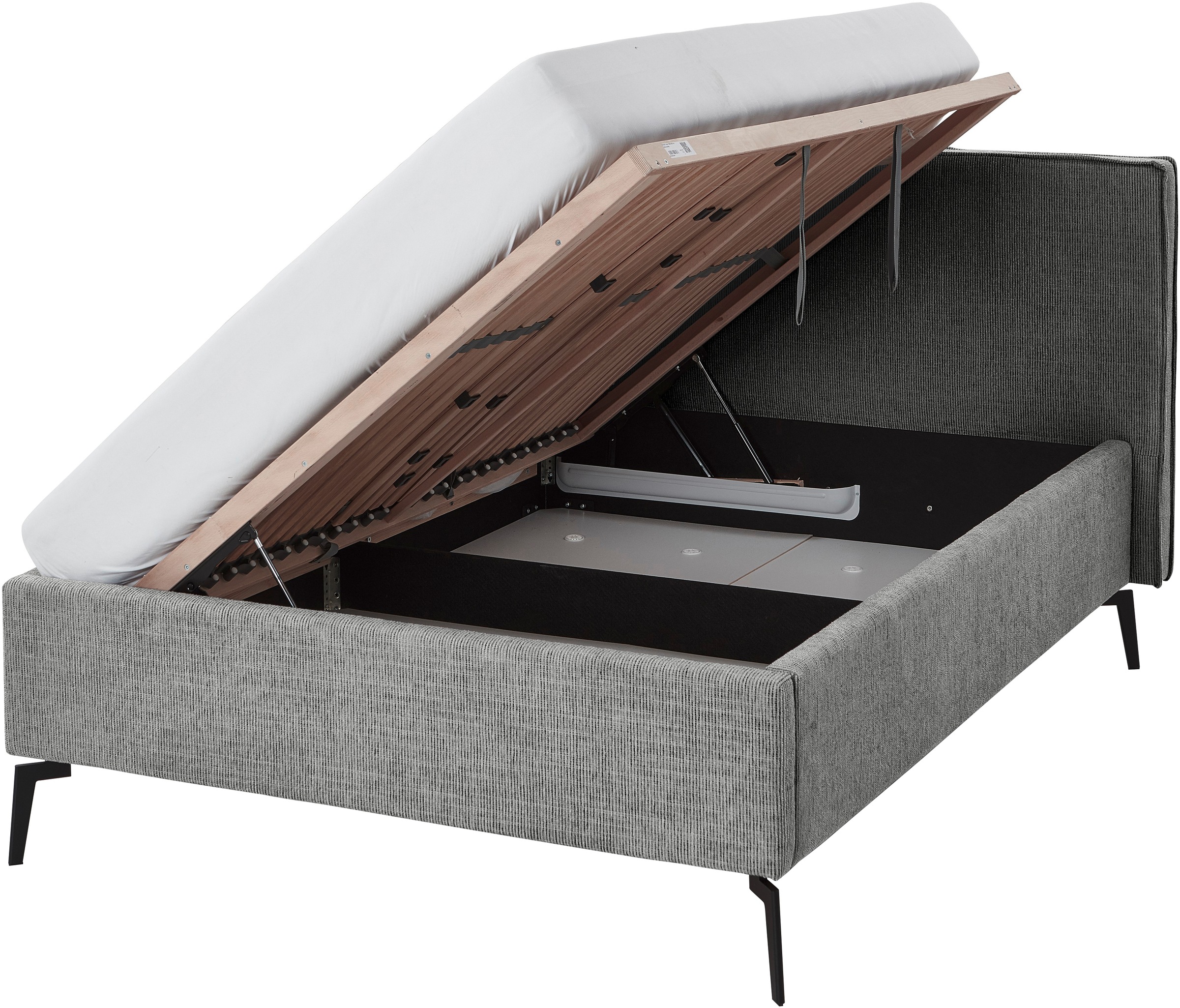 meise.möbel Polsterbett »Riva II«, mit schwarzen Metallfüßen, wahlweise mit Bettkasten