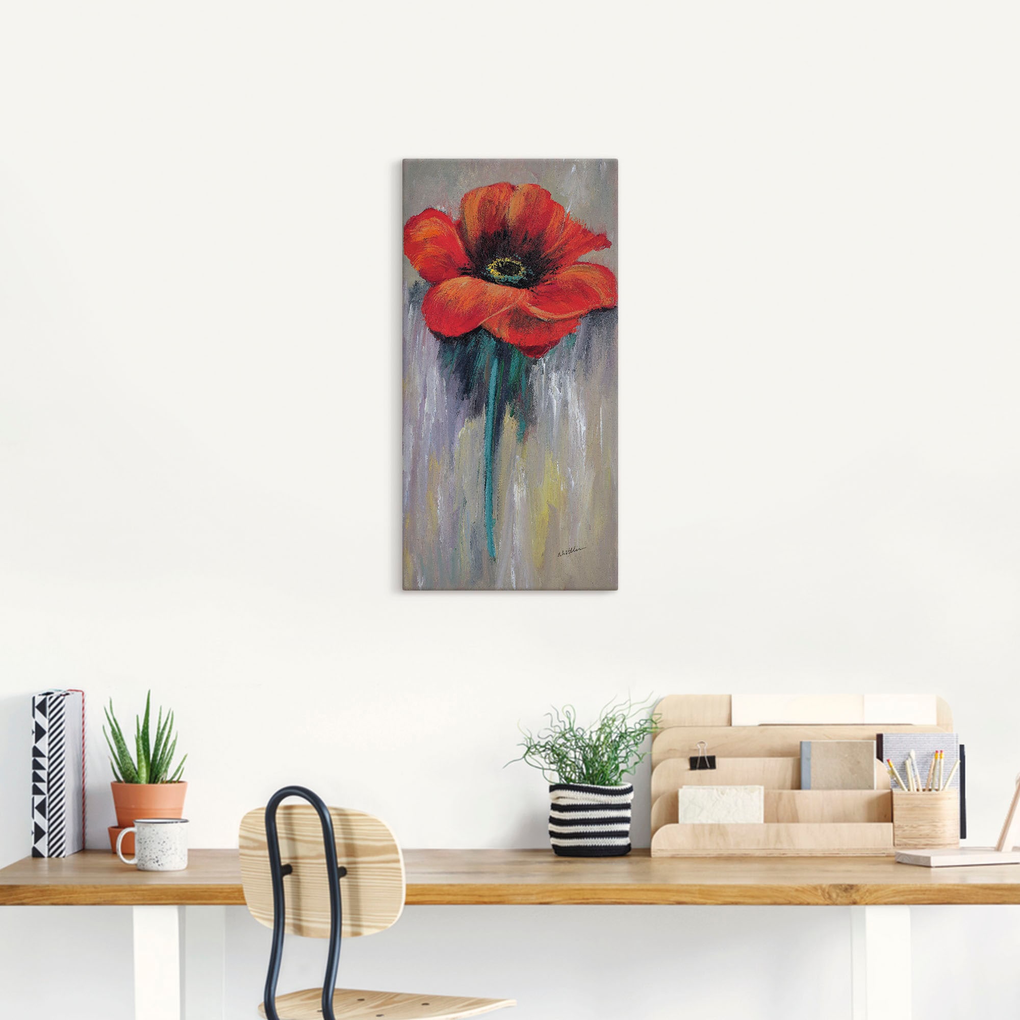 Artland Leinwandbild »Roter Mohn II«, Blumen, (1 St.), auf Keilrahmen gespa günstig online kaufen