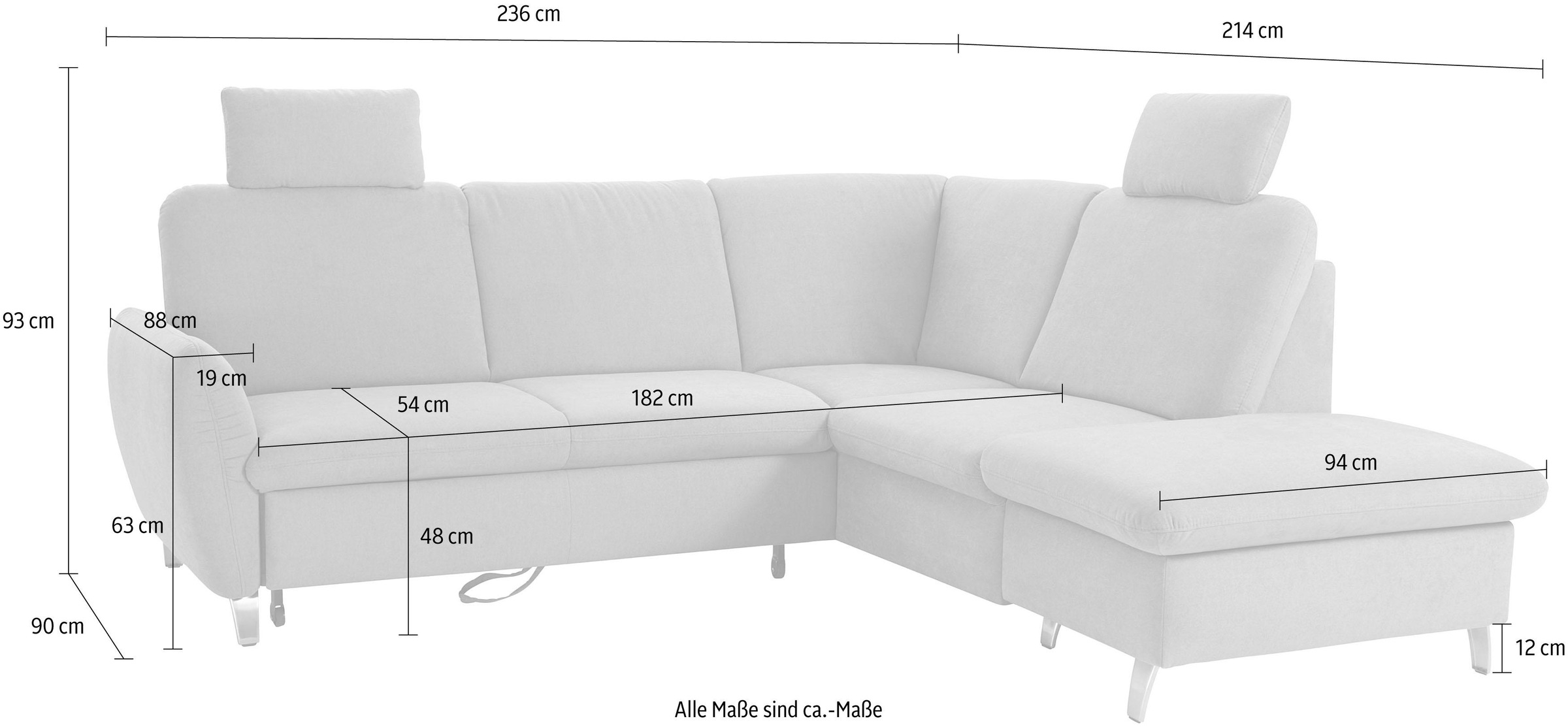 sit&more Ecksofa »Daytona L-Form«, mit Federkern, zwei Kopfstützen und wahlweise mit Bettfunktion