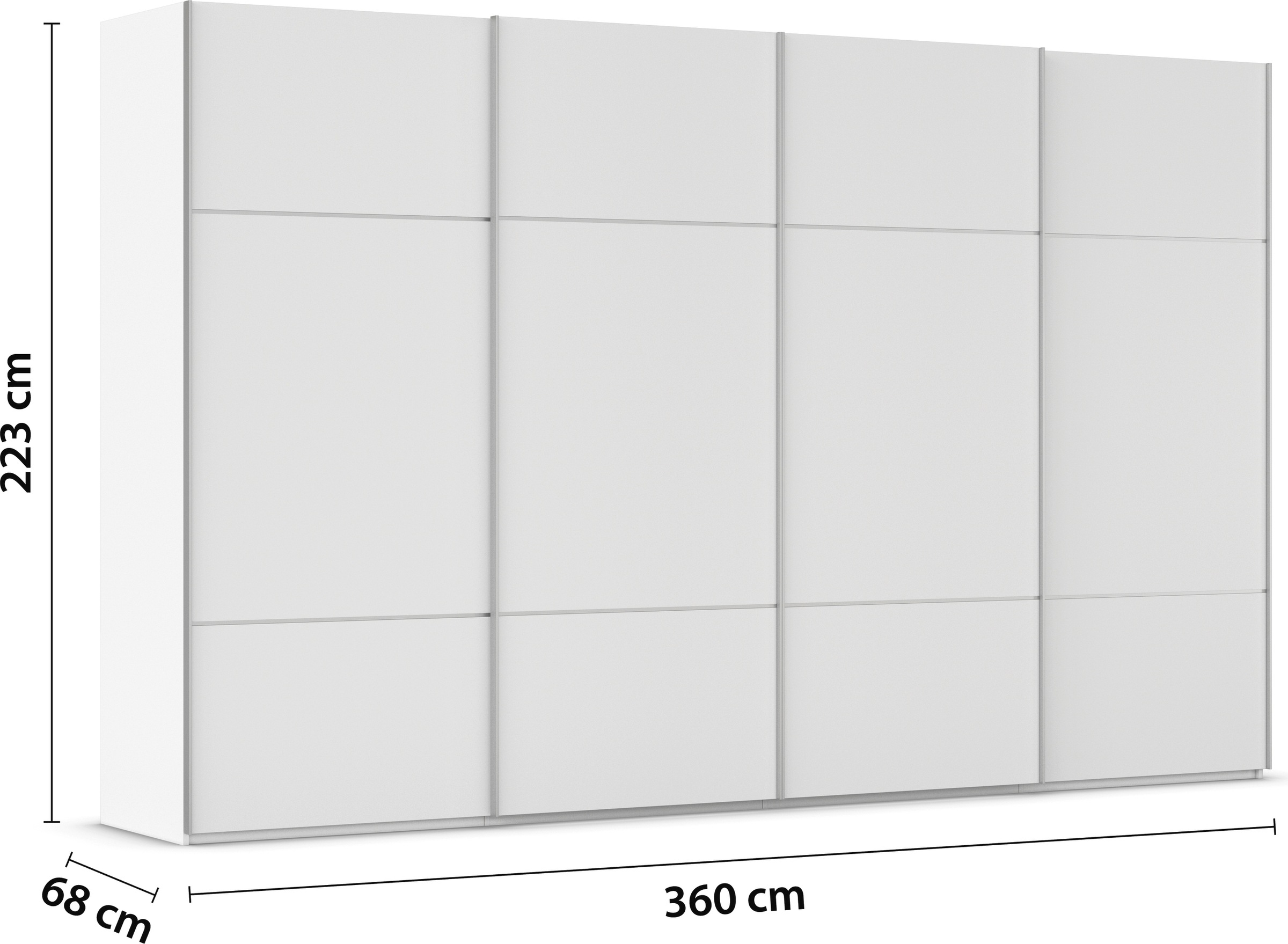 rauch Schwebetürenschrank »Kleiderschrank Schrank Garderobe Schlafzimmerschrank SCALE-TRIO«, edle dreigeteilte Front, 2 Zierleisten in Griff-Farbe MADE IN GERMANY