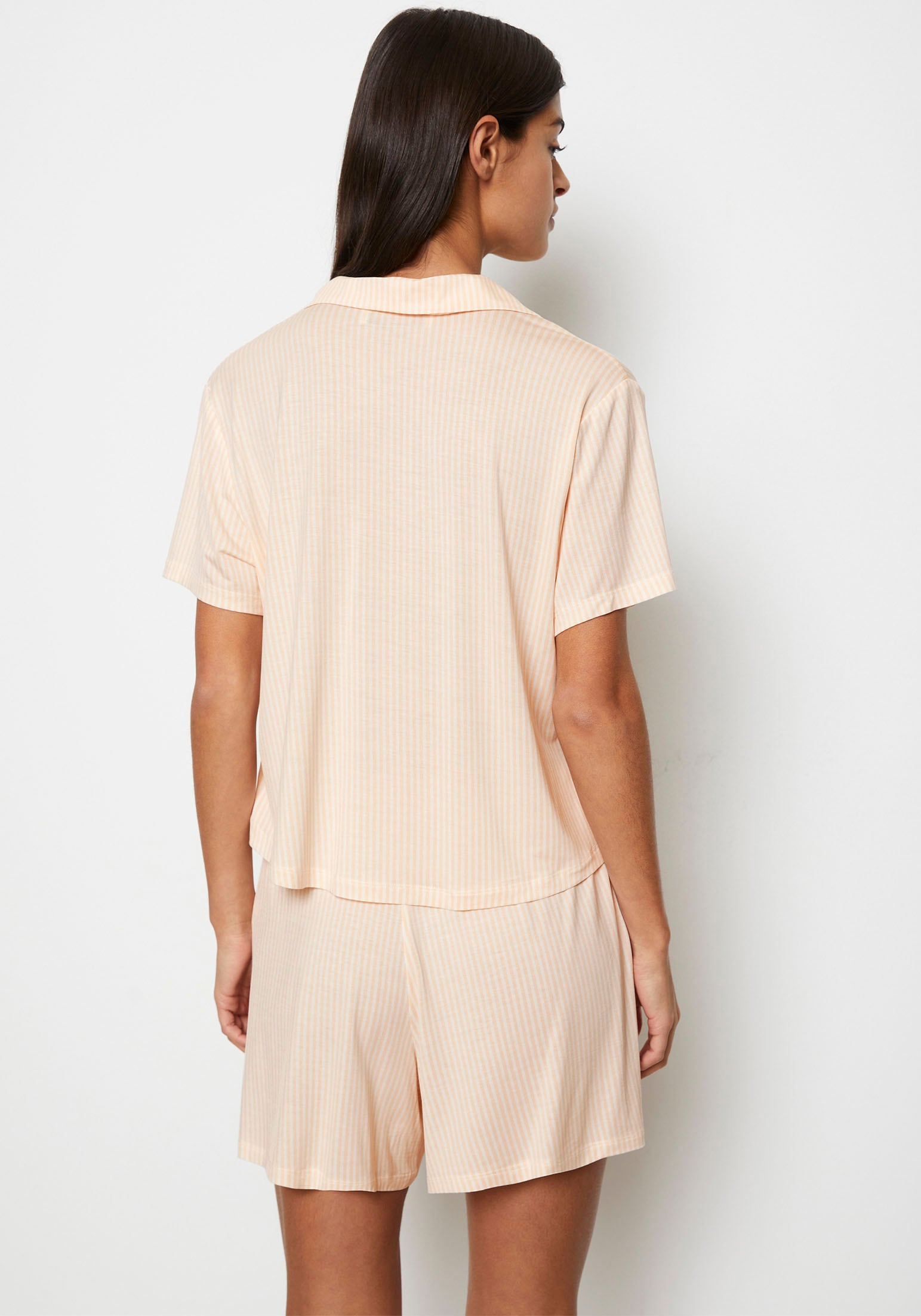 Marc O'Polo Pyjamaoberteil »Mix & Match Modal«, im Blusen-Style und mit feinen Streifen