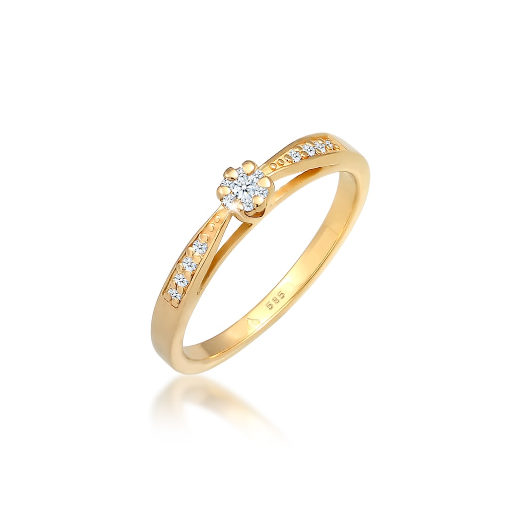 Elli DIAMONDS Verlobungsring »Verlobung Diamant (0.085 ct.) Blume 585 Gelbgold«