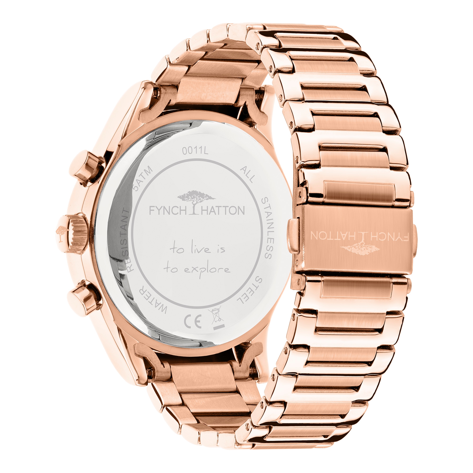 FYNCH-HATTON Chronograph Quarzuhr, Armbanduhr, Damenuhr, Edelstahlarmband, analog