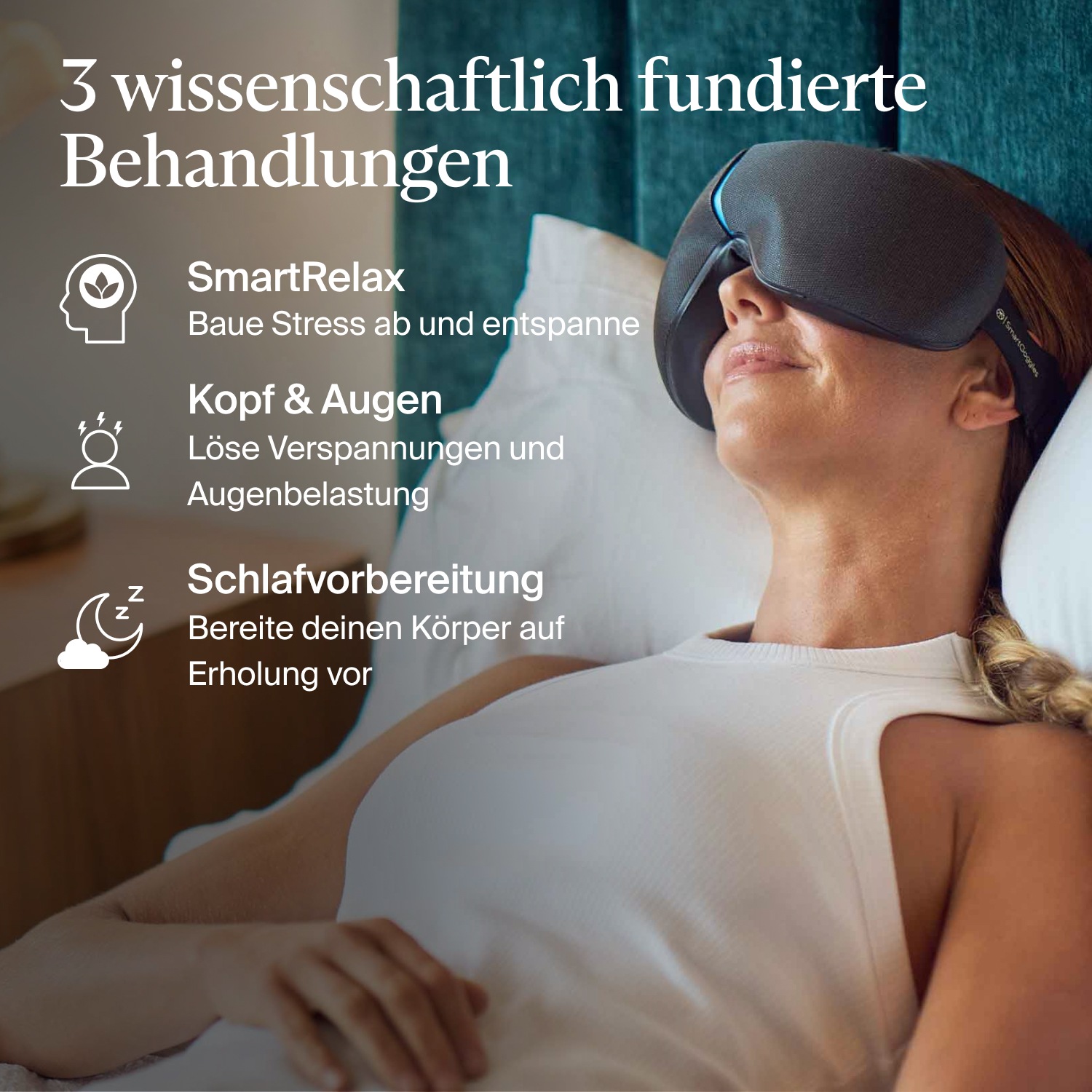 Therabody Gesichtsmassagegerät »SmartGoggles 2.0 Augenmassage, Vibration, Massage, Wärme«, lindert Kopfschmerzen, verbessert die Schlafqualität, App-Steuerung