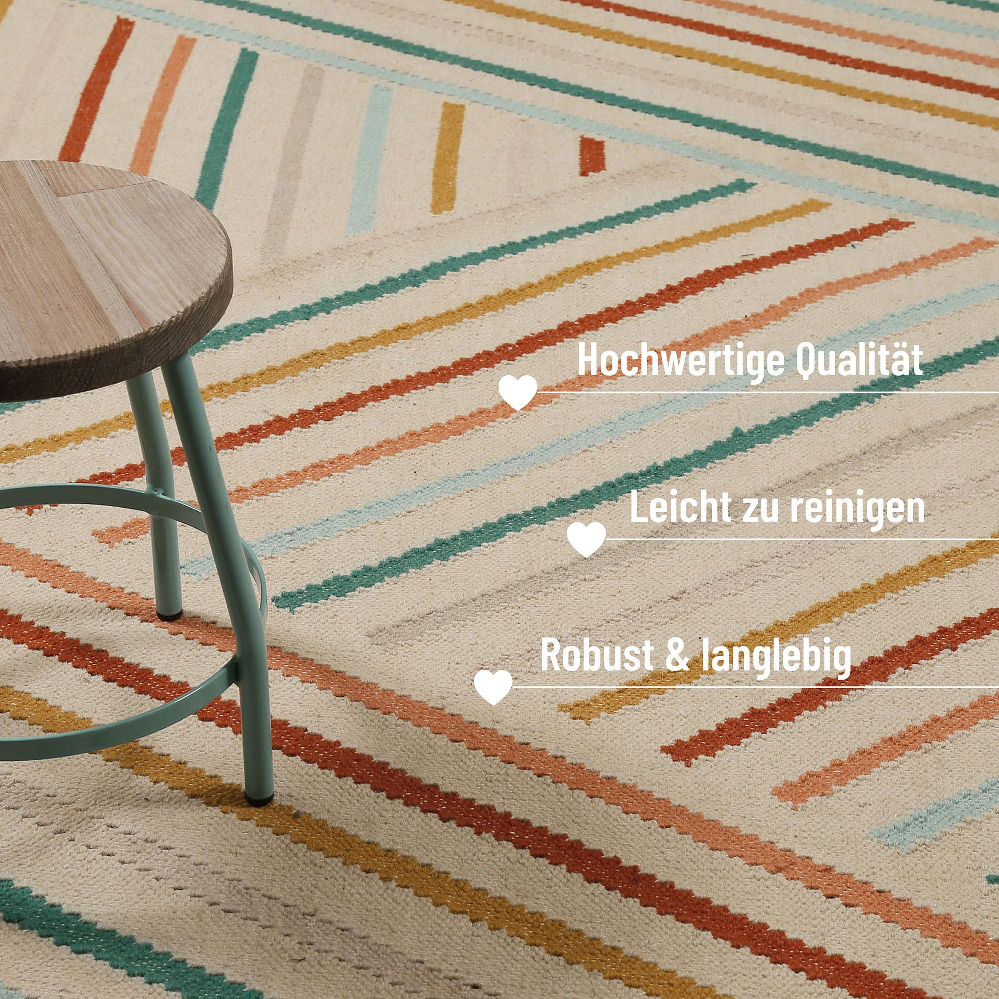 Wecon home Teppich »Modern Pop«, rechteckig, 5 mm Höhe, handgewebt, robust, strapazierfähig, skandinavisch, Naturfaser