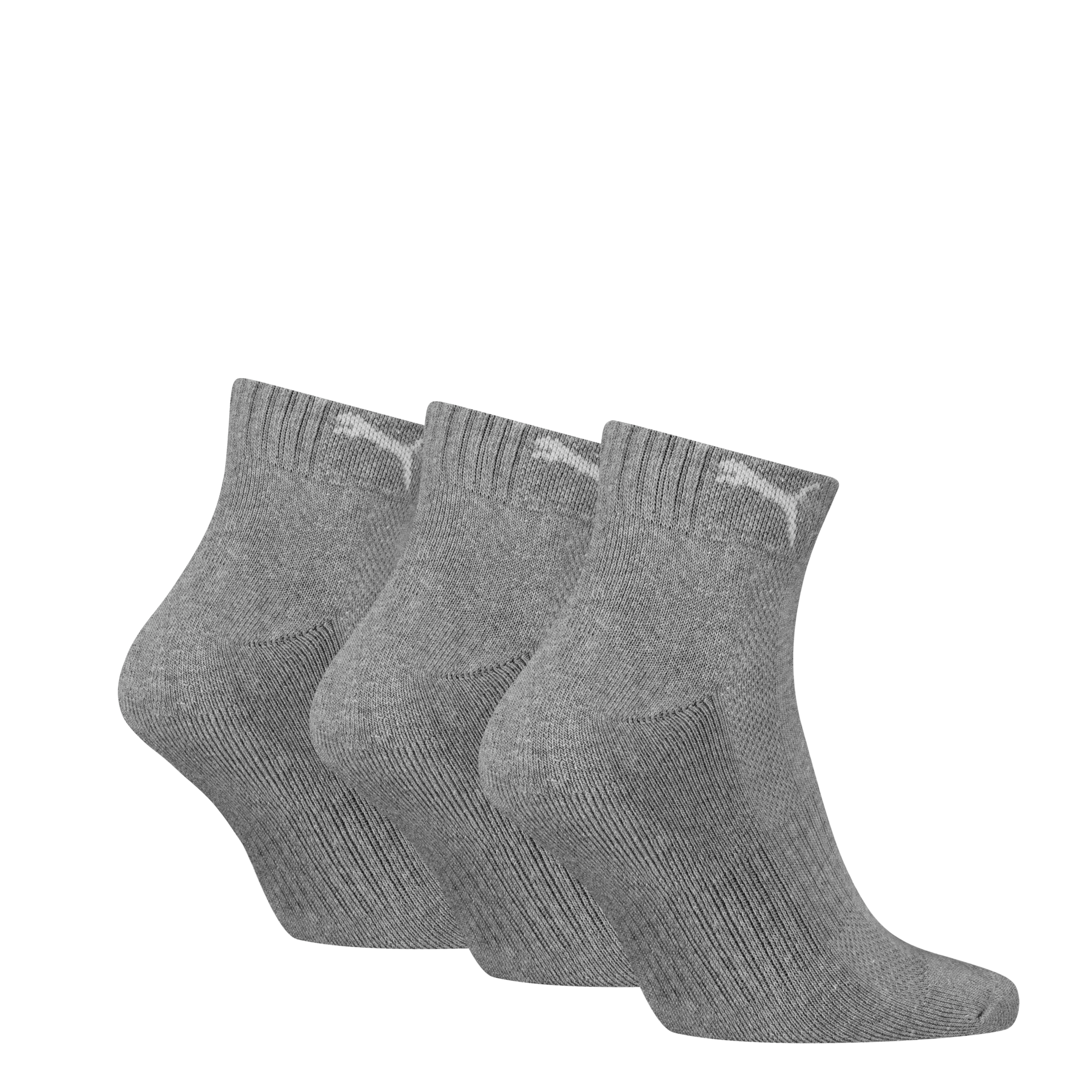 PUMA Kurzsocken »PUMA UNISEX CUSHIONED QUARTER 3P«, (3 Paar), Mit Logo-Rippenbündchen