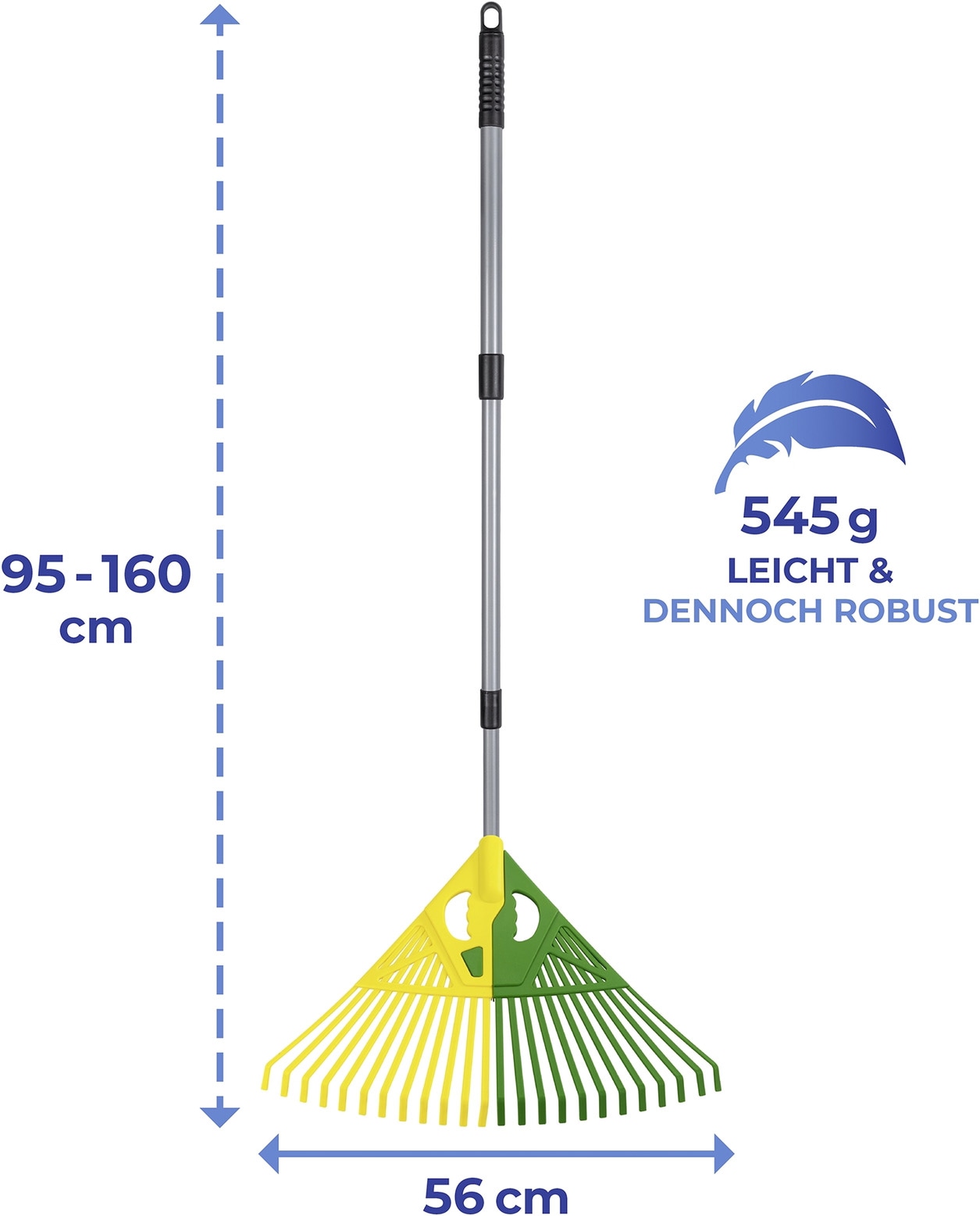 Maximex Rechen »Laubrechen 3in1« mit Teleskopstiel, extra breite Aufnahmefläche, beidhändig nutzbar